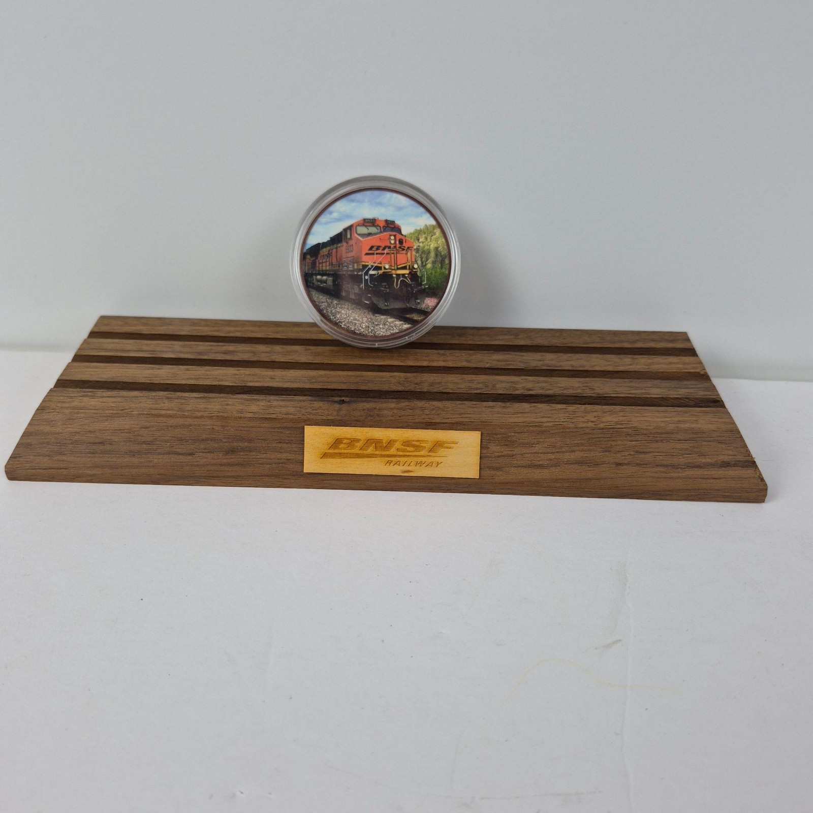 BNSF Railway 2020 Injury Free Safety Recognition Coin Woodchuck Display Stand