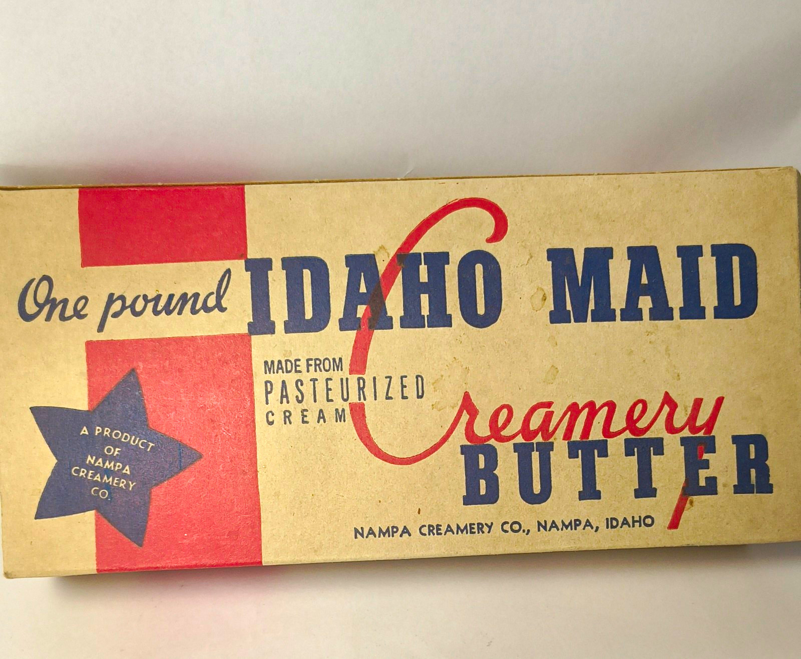 Vintage Idaho Maid Creamery Butter Box Nampa Idaho Dairy Packaging New Old Stock