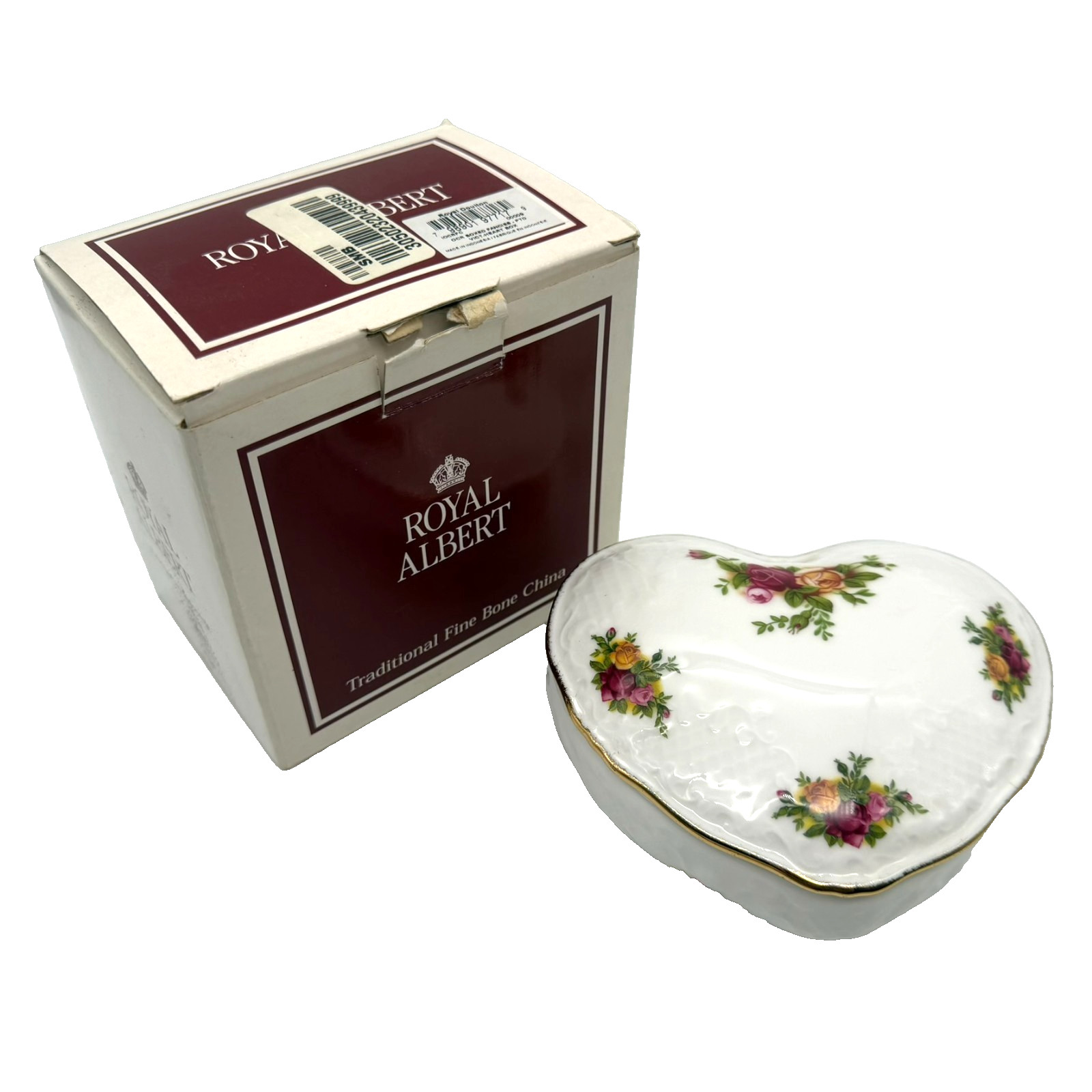 Vintage 60's Royal Albert Old Country Roses Heart Shaped Lidded Trinket Box