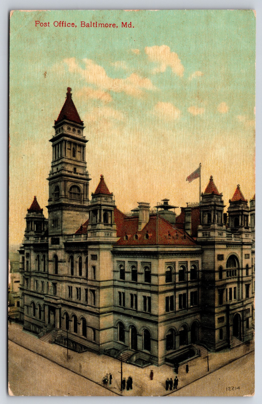 c1910 Post Office Baltimore Maryland Postcard Unposted