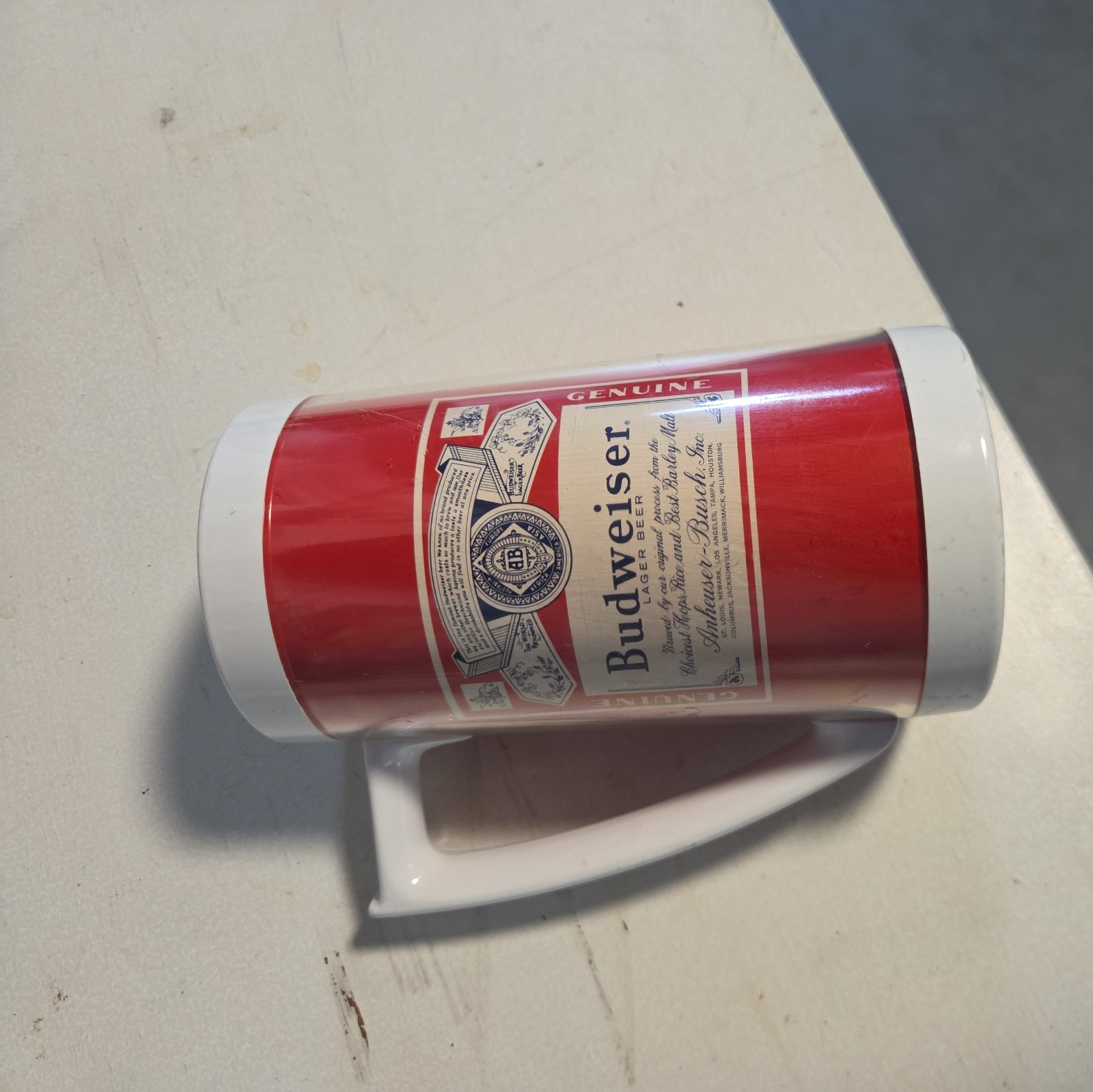 VINTAGE BUDWEISER THERMO-SERV BEER MUG INSULATED 16 OZ. 70\'s 80\'s