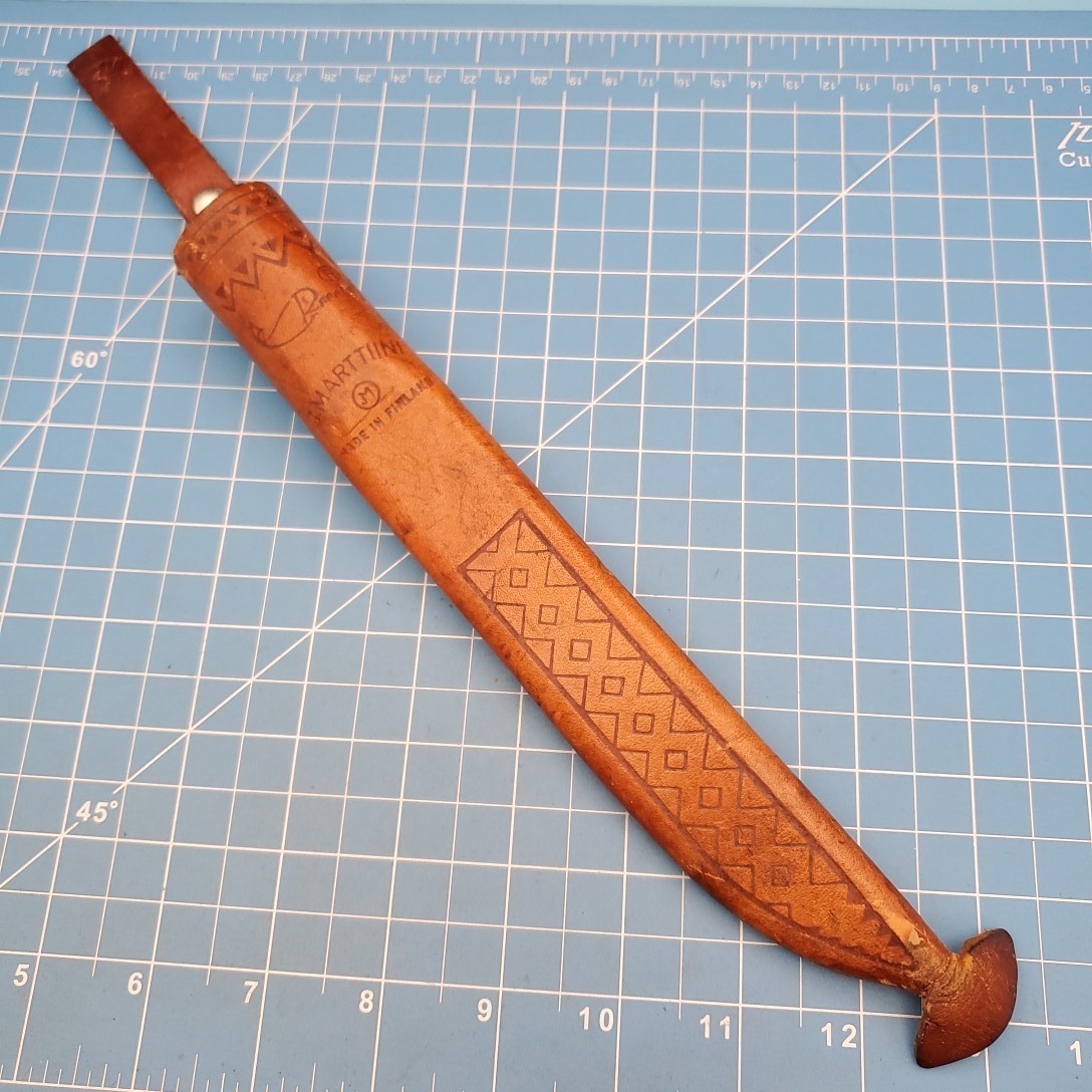 VTG J Marttini Fixed Blade Knife Sheath Brown Leather Belt Pouch Case 13.5