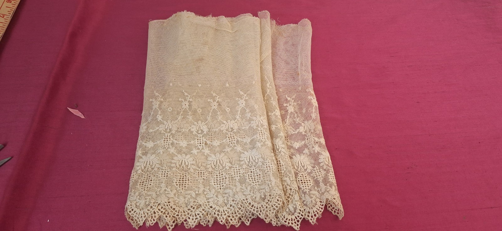 Antique Victorian Embroidered Trim Remnant for Doll Clothes 2 yards X 10 inches