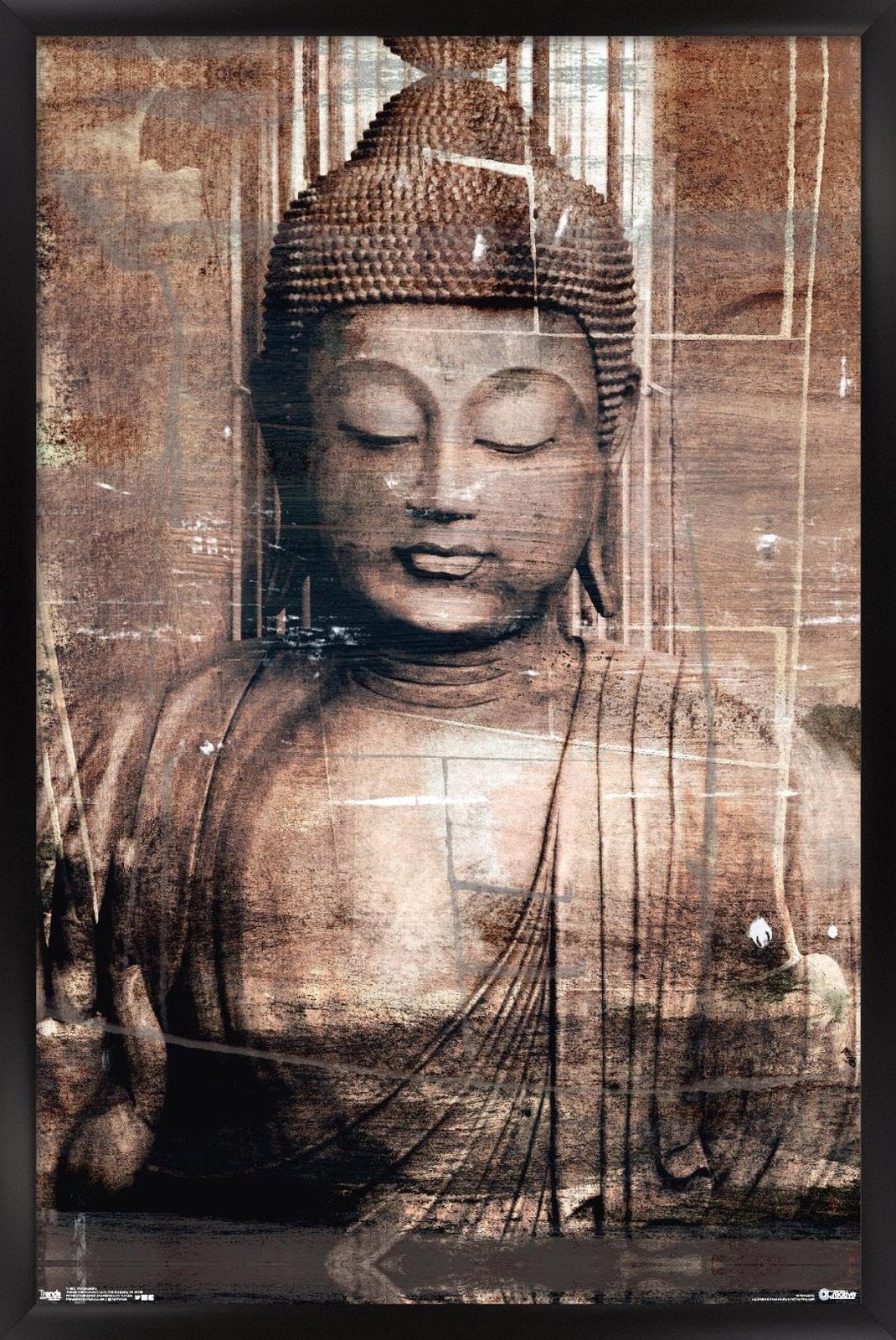Trends International Thai Buddha Wall Poster 22.375 x 34 Black Framed