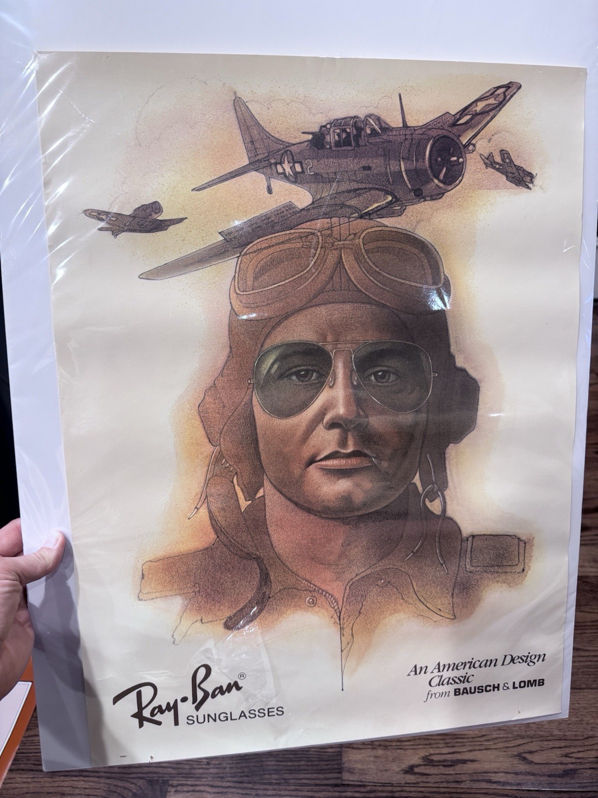 VTG 1940s/50s WW2 Ray-Ban Sunglasses Aviator Poster Advertisement NICE S9683