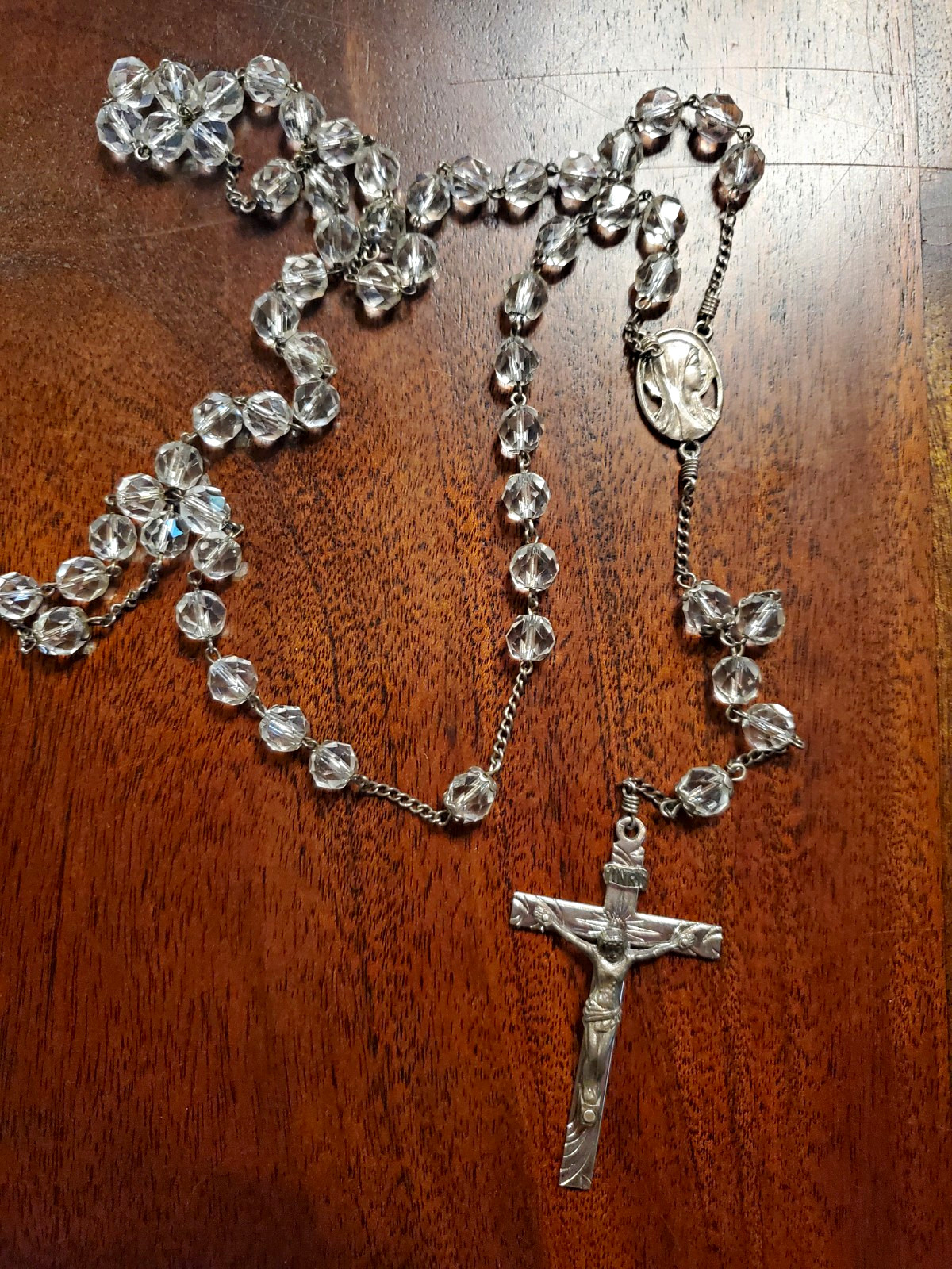 Vintage Alfredo Pieroni AP Sterling Silver Crystal Rosary Italy 1960s Crucifix