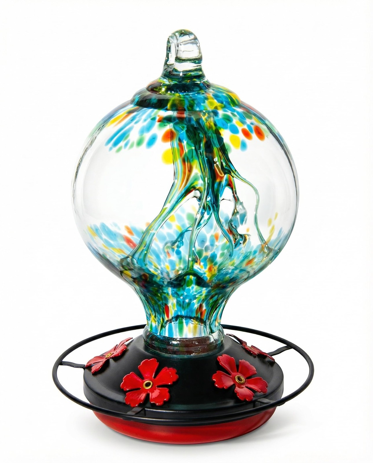Hummingbird Feeder for Outdoors Hanging, 34 Oz, Hand Blown Inner Glass Uniqe ... Hummingbird Feeder for Outdoors Hanging, 34 Oz, Hand Blown Inner Glass Uniqe ...