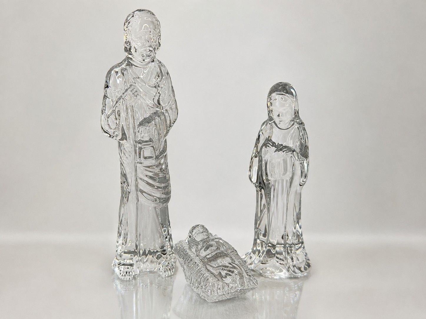 Waterford Crystal Nativity Holy Family 3 Pc Mary Joseph Jesus Ireland Boxed