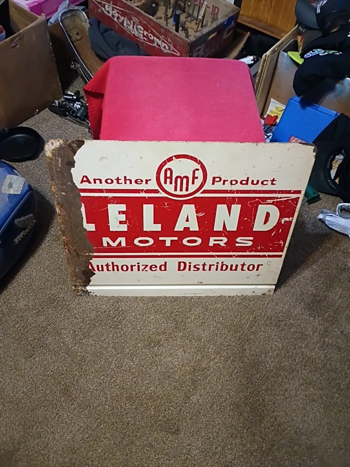 RARE ORIGINAL Vintage LELAND MOTORS Authorized Distributor AMF Advertising Sign