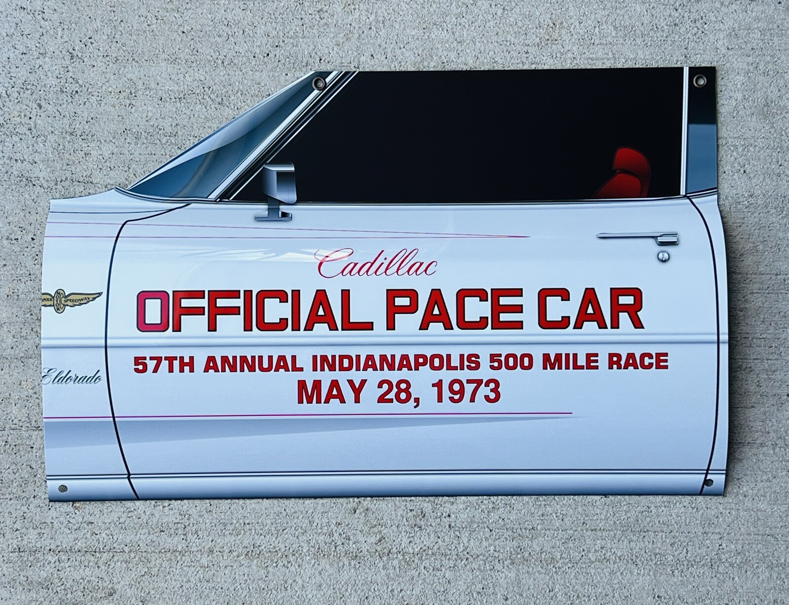 WOW 1973 CADILLAC Eldorado Indy 500 Pace Car Door Style Sign