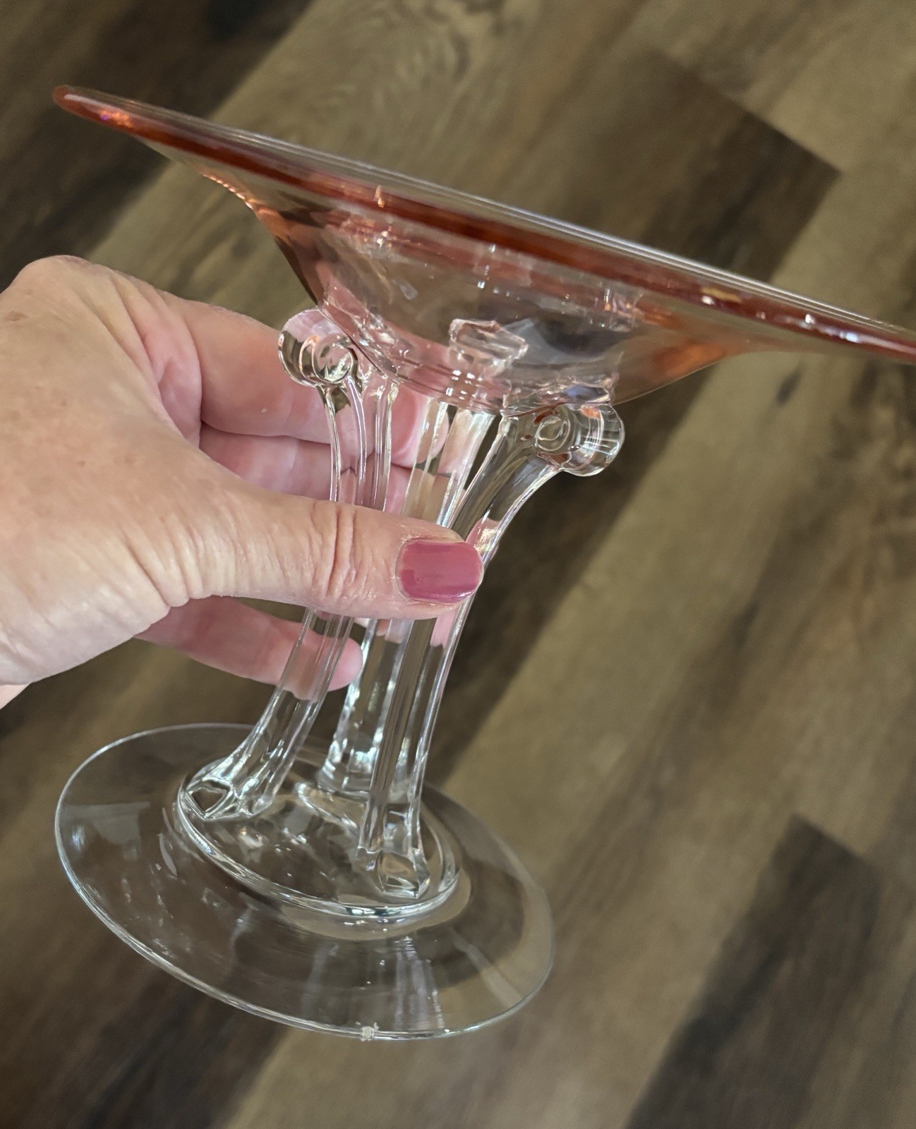 Fostoria #2433 Sakier Compote 5.75” Tall Rose Glass Bowl Crystal Base 1932-3