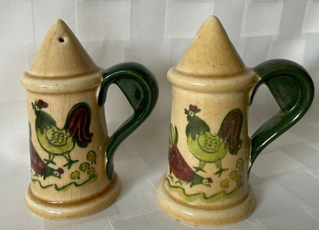Metlox California Provincial Rooster Salt Pepper Shakers Poppytrail Vernon 3.5