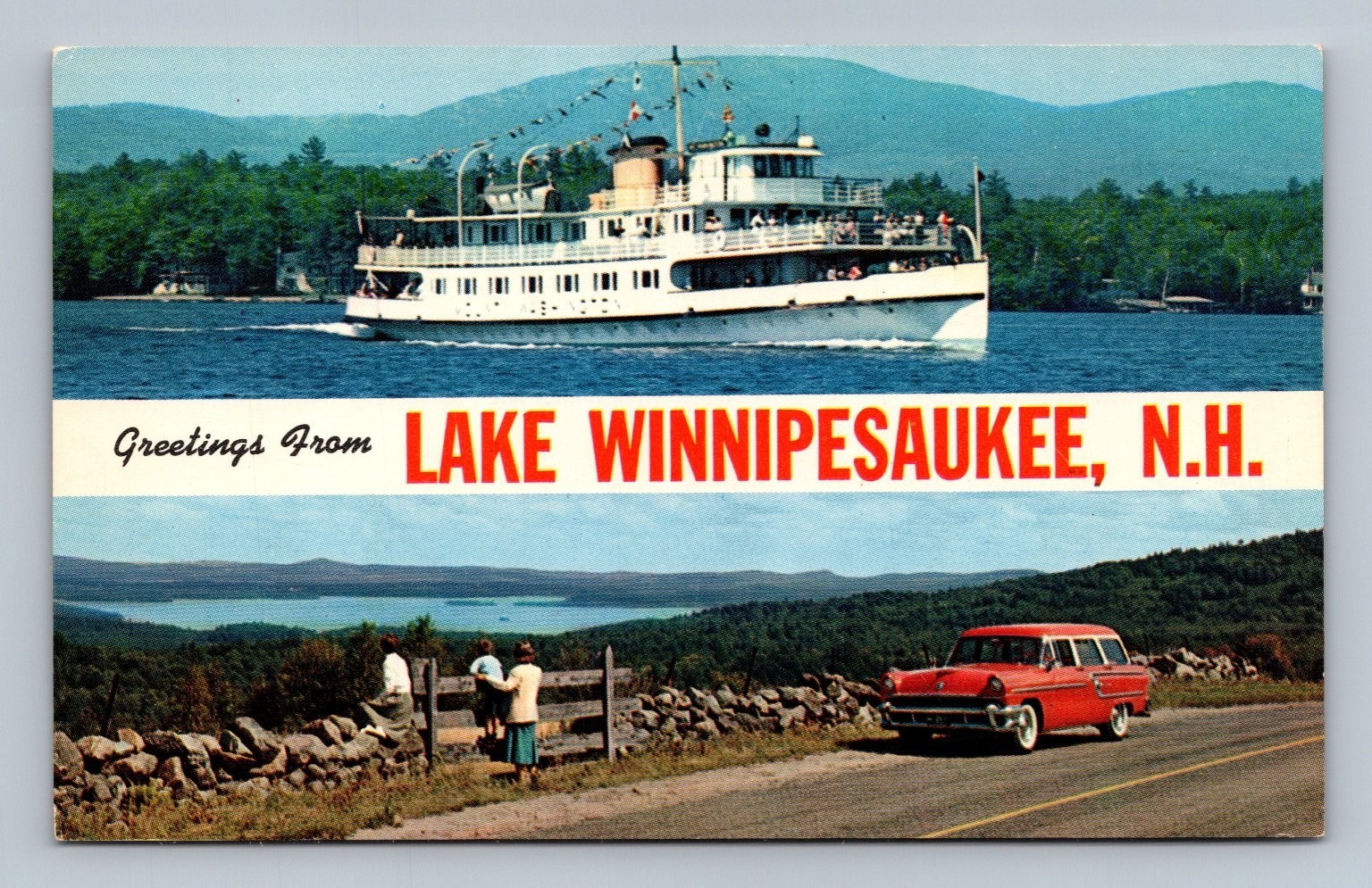Vintage Lake Winnipesaukee New Hampshire Postcard 1950s Scenic Views