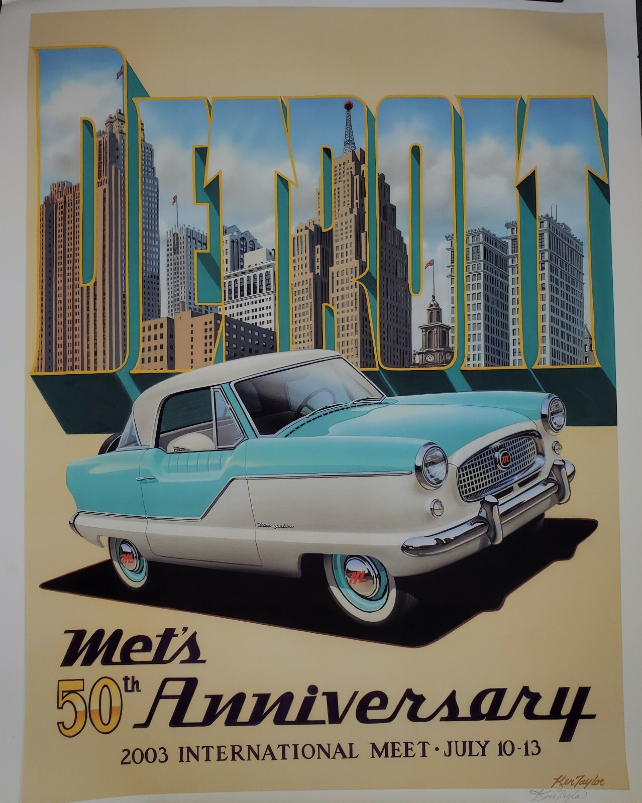NASH METROPOLITAN 50th anniversary commemorative poster Detroit 2003 Beautiful