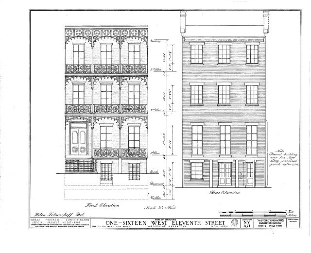 Photo:New York NY 1910s 116 West Eleventh Street Building HABS elevation