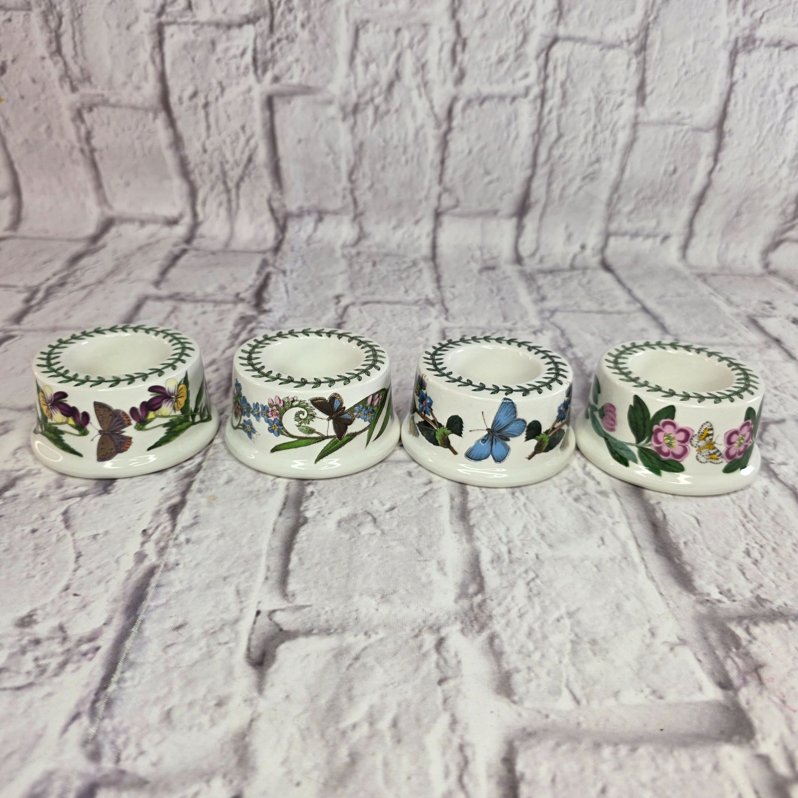 Vintage Portmeirion Botanic Garden Egg Cup Set Of 4 Butterfly & Floral Designs