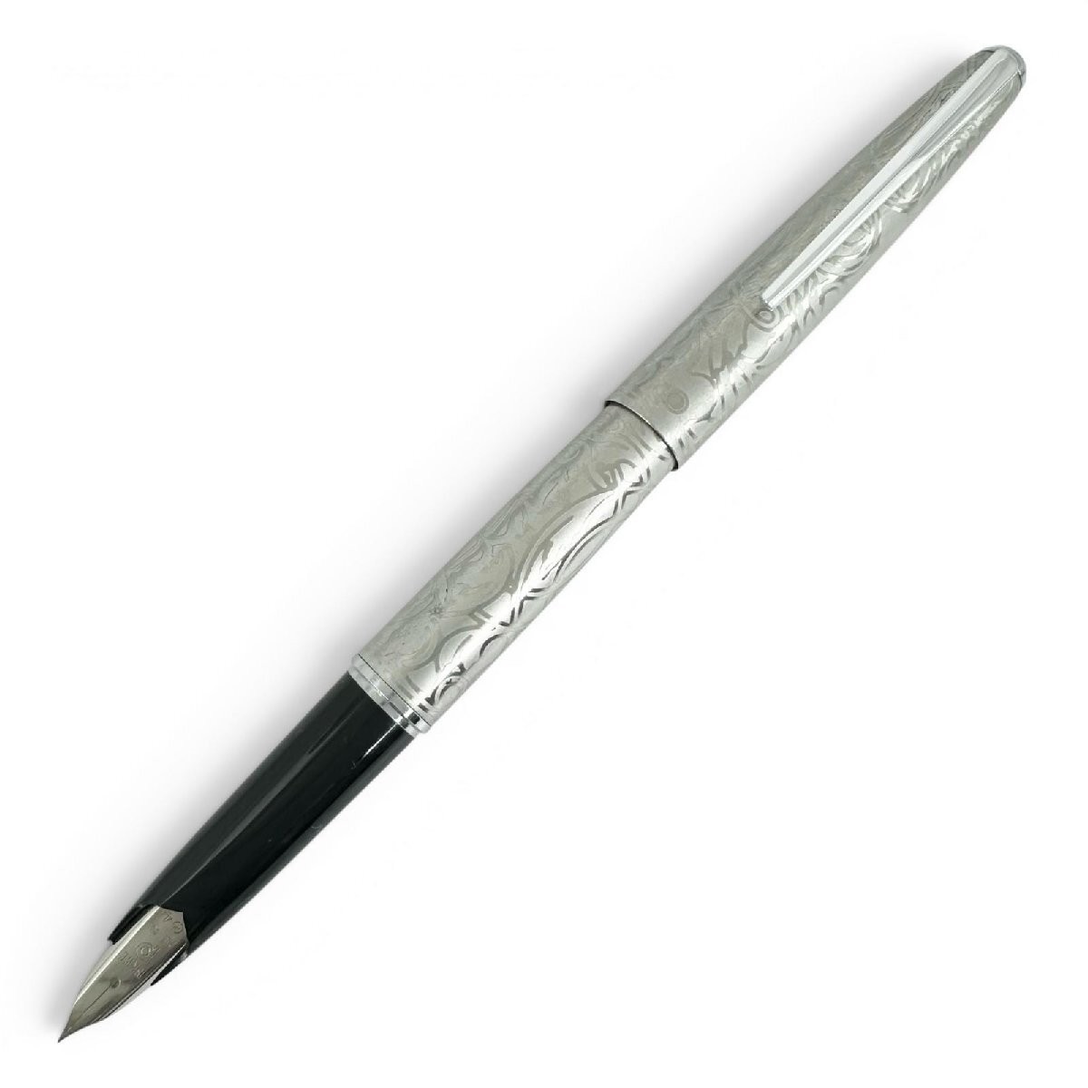 Excellent Platinum Vintage K18WG 18K White Gold Arabesque Fine F Fountain Pen