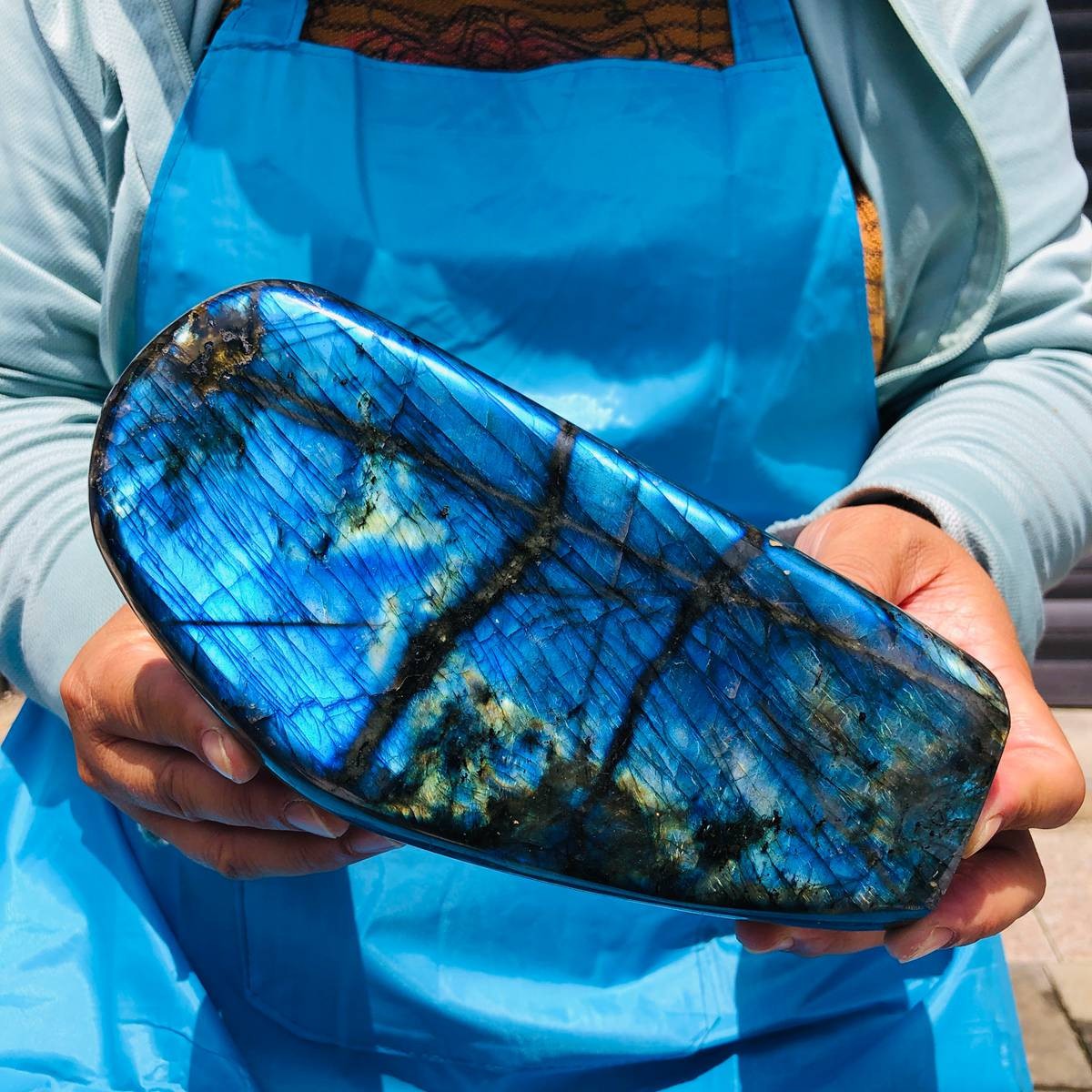 4.55LB Natural Gorgeous Labradorite Quartz Crystal Stone Specimen Healing