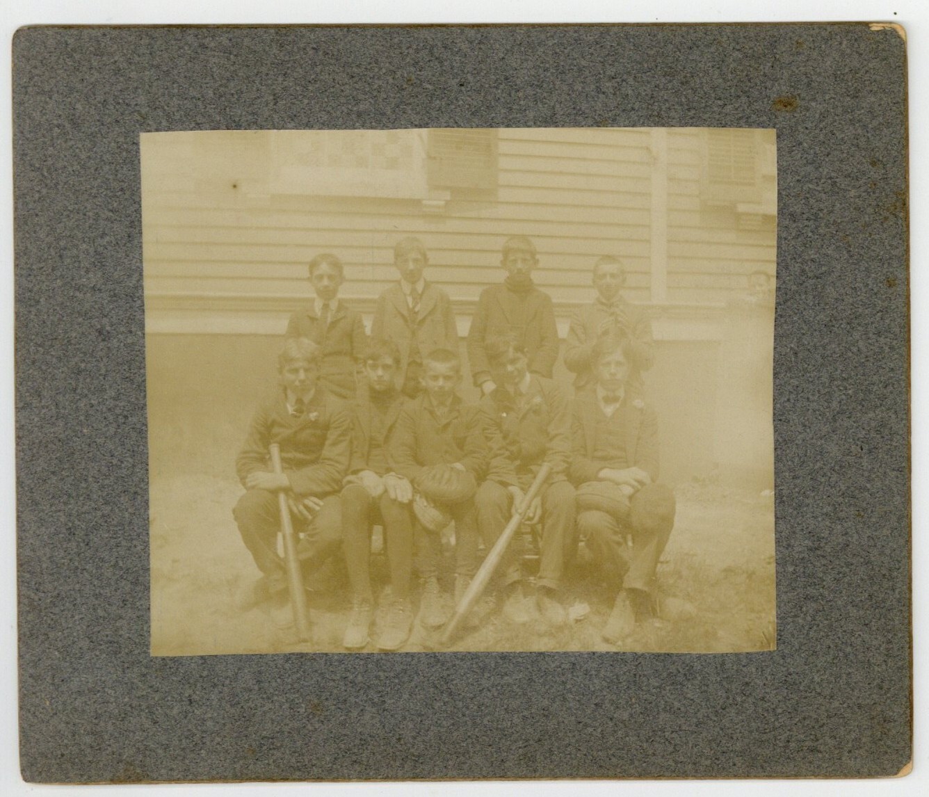 Baseball Team 1890 Cabinet Card Photo Bat Glove Boys School Catchers Mask 
