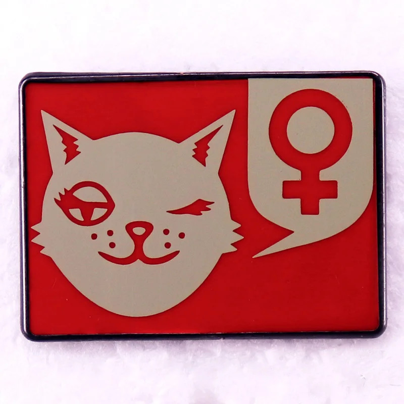 Feminist Cat with Female Symbol Enamel Pin Girls Accessories