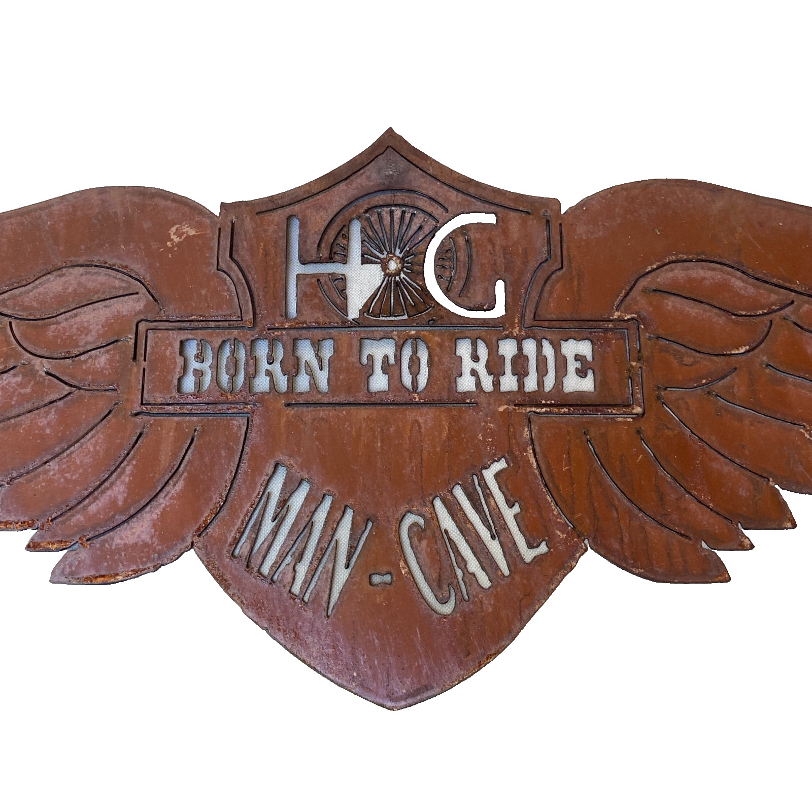 Harley-Davidson Rustic Metal Steel Sign HOG Born to Ride Man Cave Wings 36\