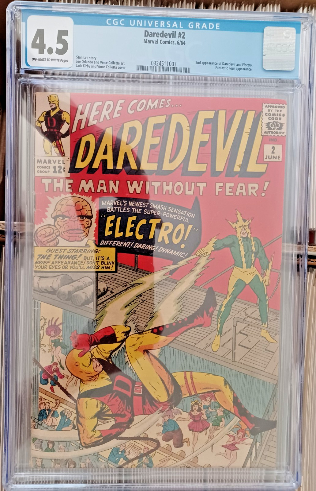 Daredevil 2, CGC 4.5, Very Good+, VG+, 2nd Daredevil, Electro, Fantastic Four
