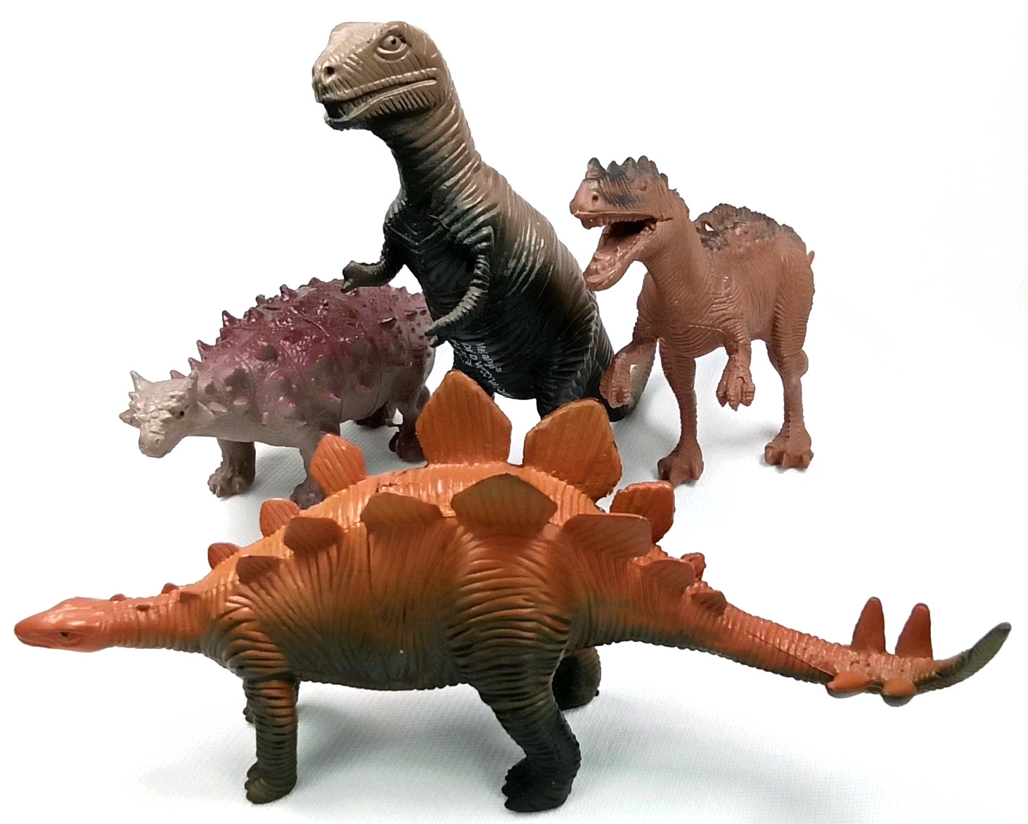 Vintage 1990s Megatoys T-Rex Stegosaurus Dinosaur Action Figure Toys Set Of 4