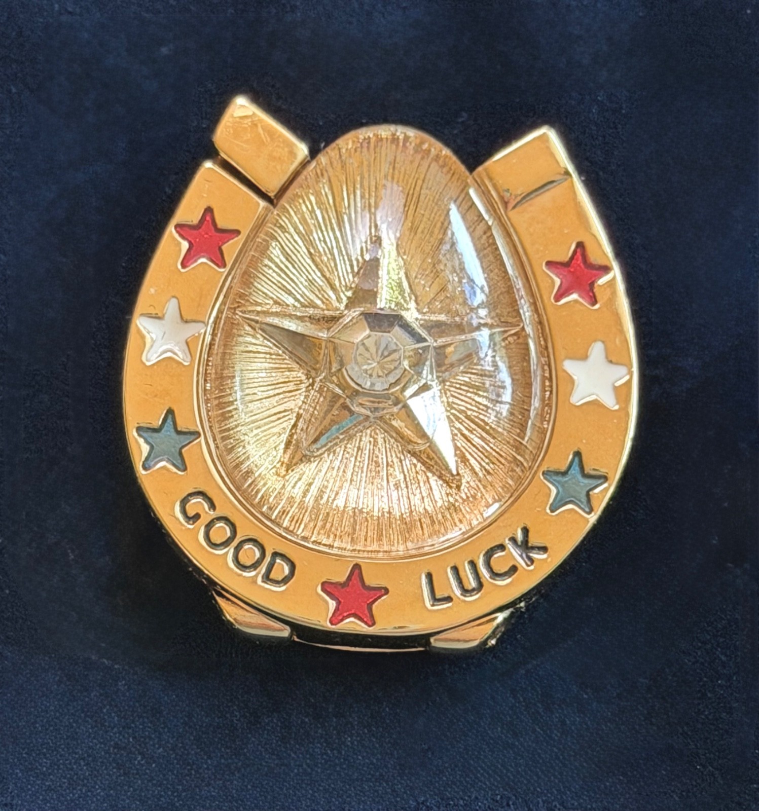 Estée Lauder 2004 GOOD LUCK HORSESHOE Solid Perfume Compact Empty with Pouch