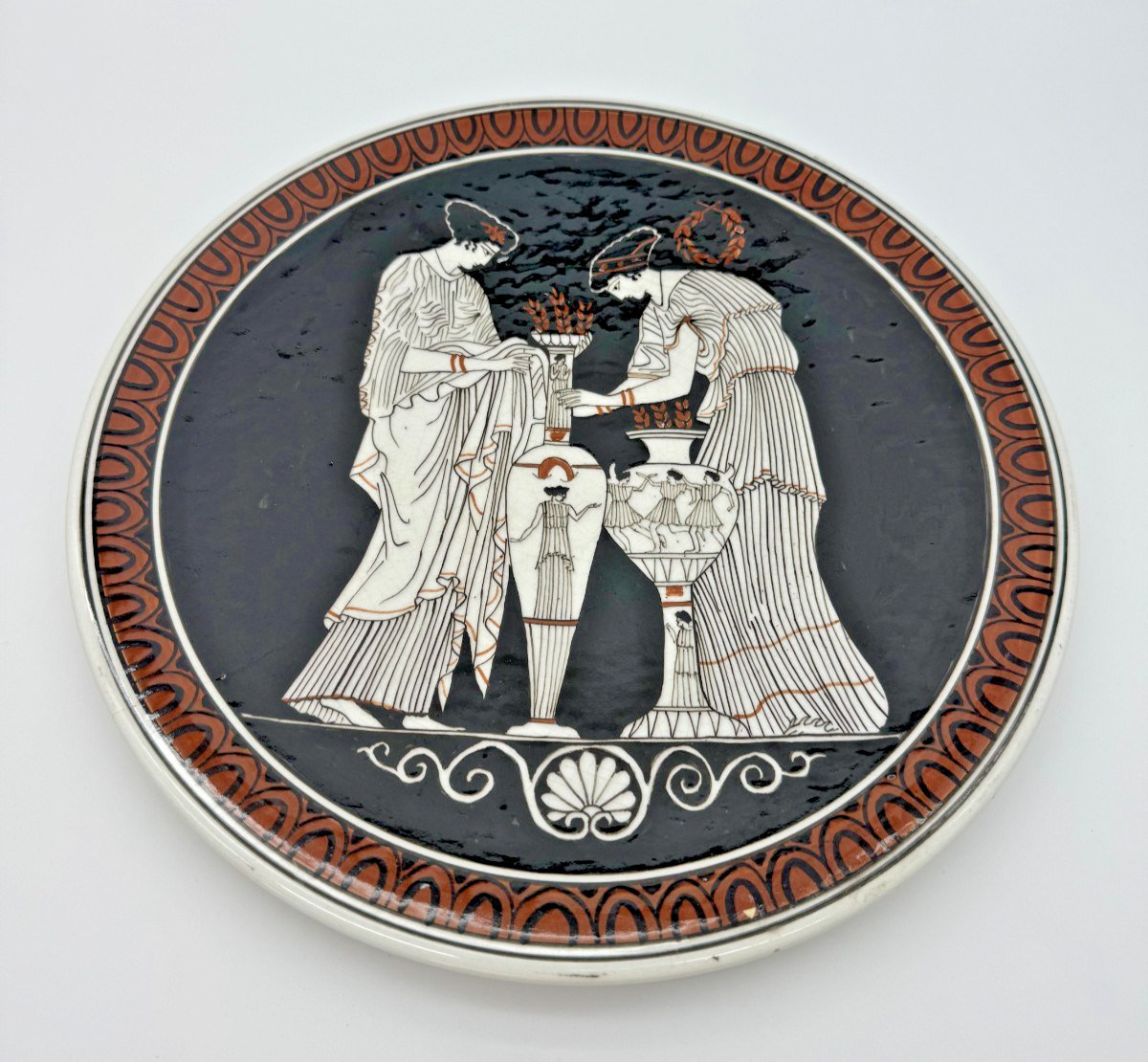 Vintage Kerameikos Athens Greek Art Pottery Wall Plate Hand Made Terracotta 13\