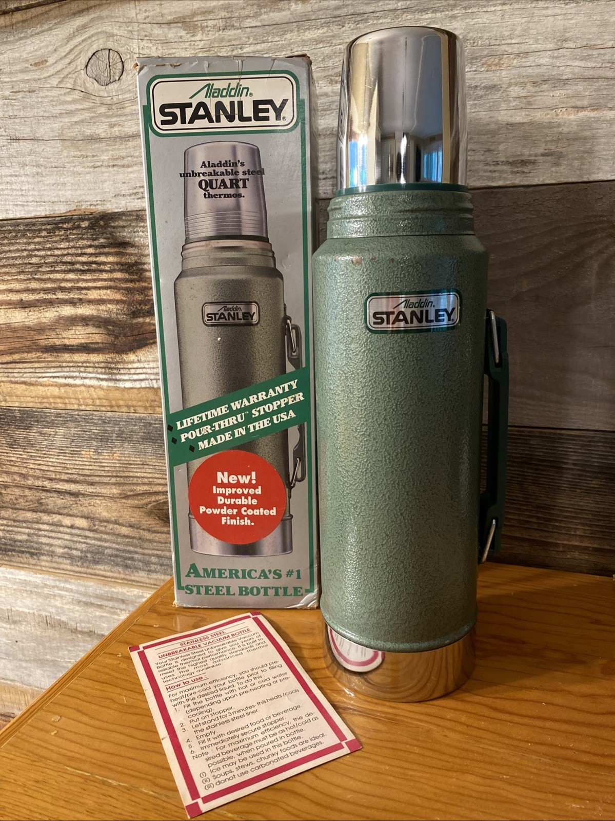 Vintage Aladdin Stanley Steel Bottle With Box & Paperwork