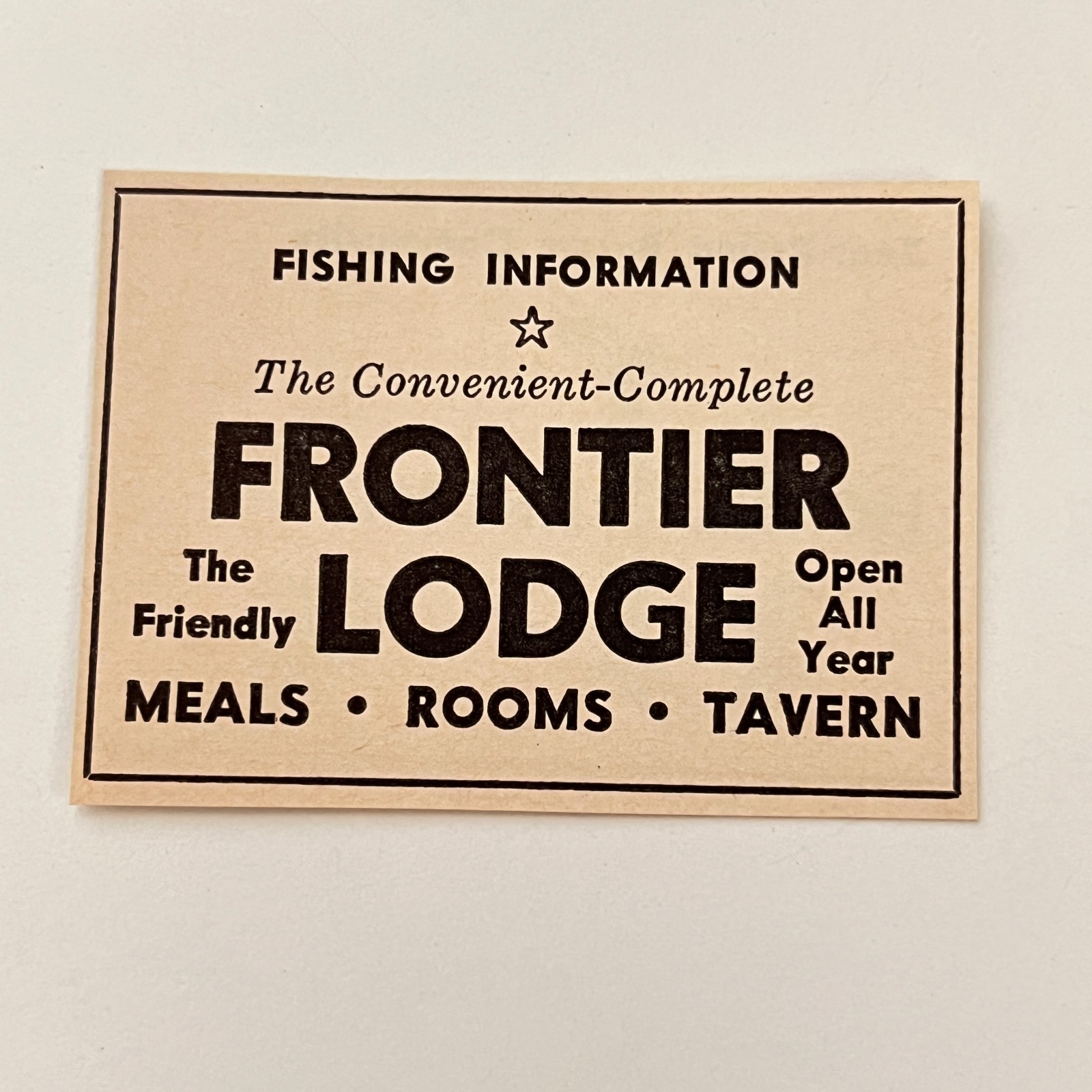The Friendly Frontier Lodge Open All Year Meals Room Tavern 1948 CO Ad TAK2-S24