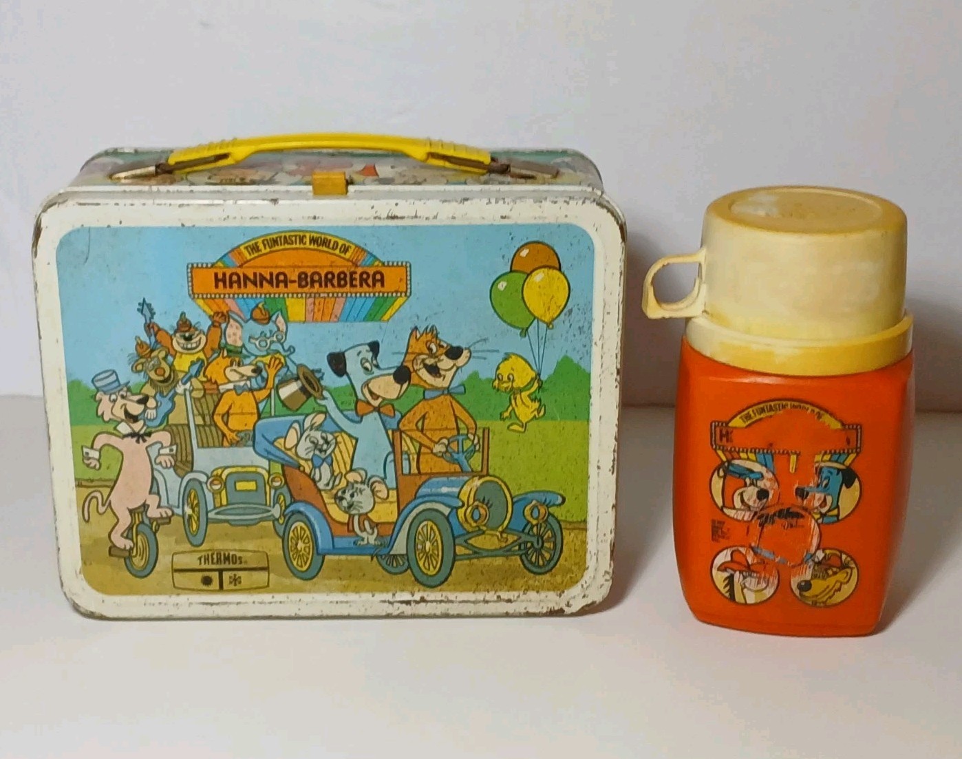 1977 Vtg Hanna-Barbera Metal Lunchbox Thermos King-Seeley FLINTSTONES & JETSONS