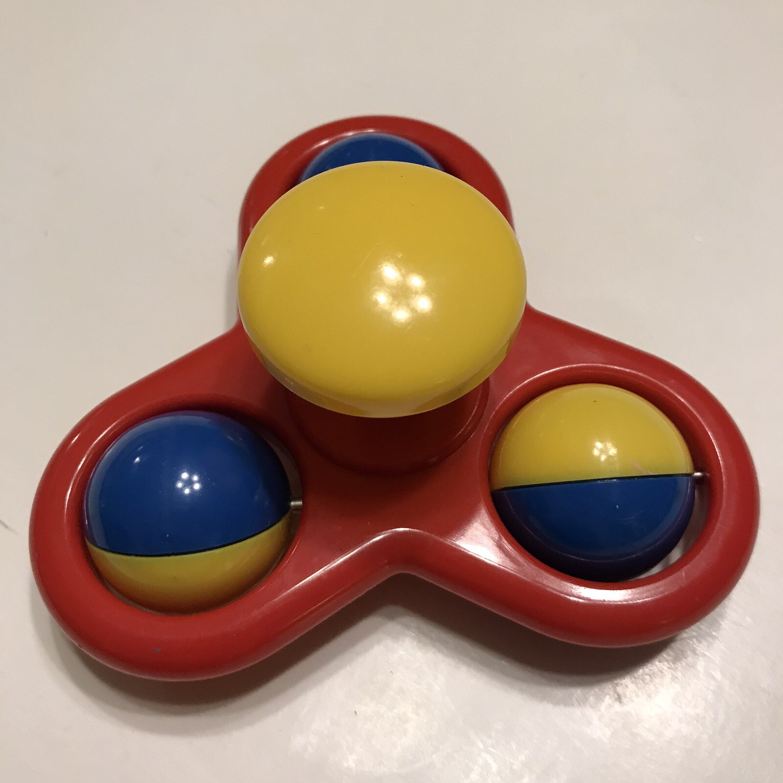 Vintage Battat Red Blue Yellow Rolling Baby Toy Retro Spinner Push Floor 80s 90s