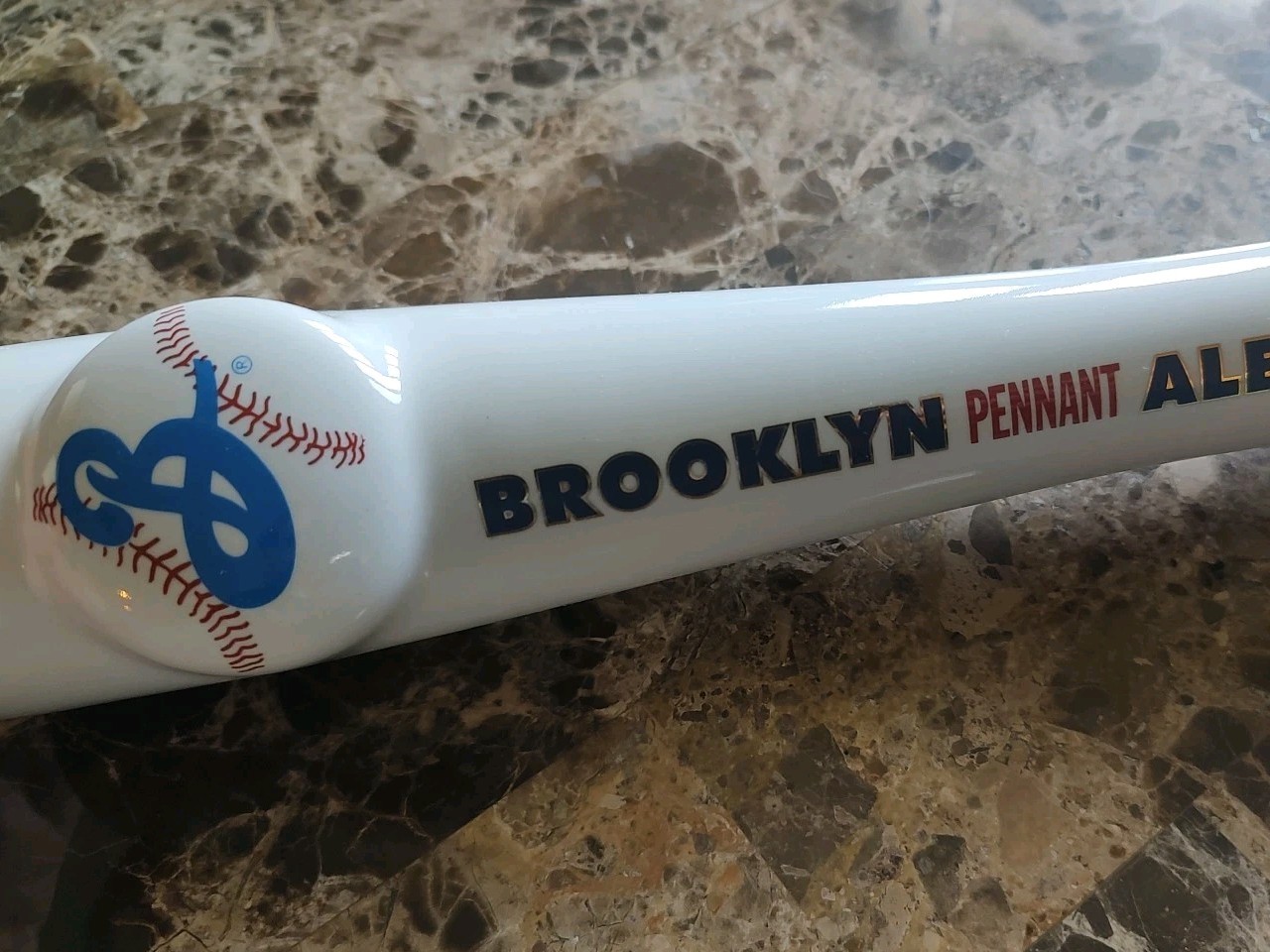 Brooklyn Pennant Ale \'55 Beer Tap Handle Knob Breweriana Collectible White Blue