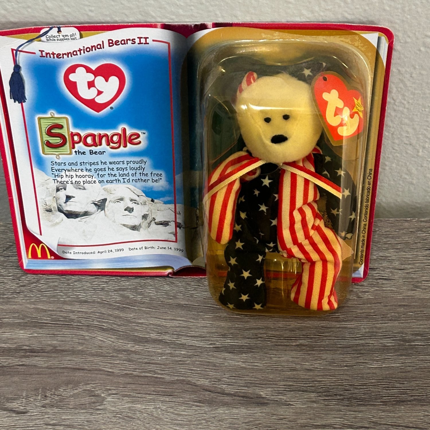 2000 Ty Teenie Beanie Baby Spangle the Bear McDonald\'s International 7 Used