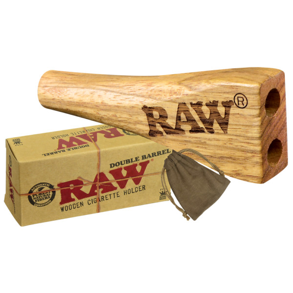 RAW Double Barrel Wooden Cigarette Holder | Holds 2 King Size Rolls