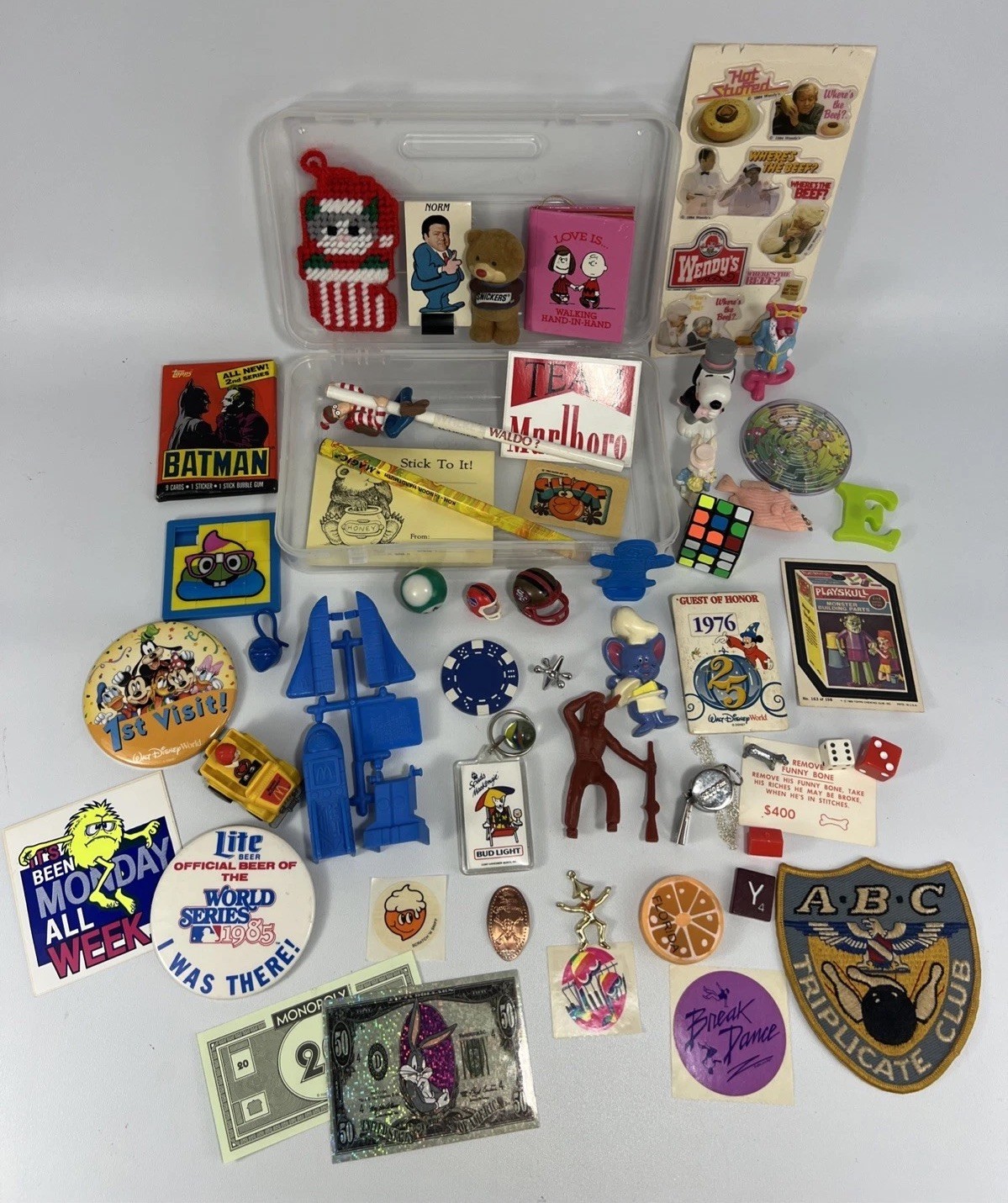 Junk Drawer Lot Miniatures Trinkets 1980’s GEN X Trinket Box