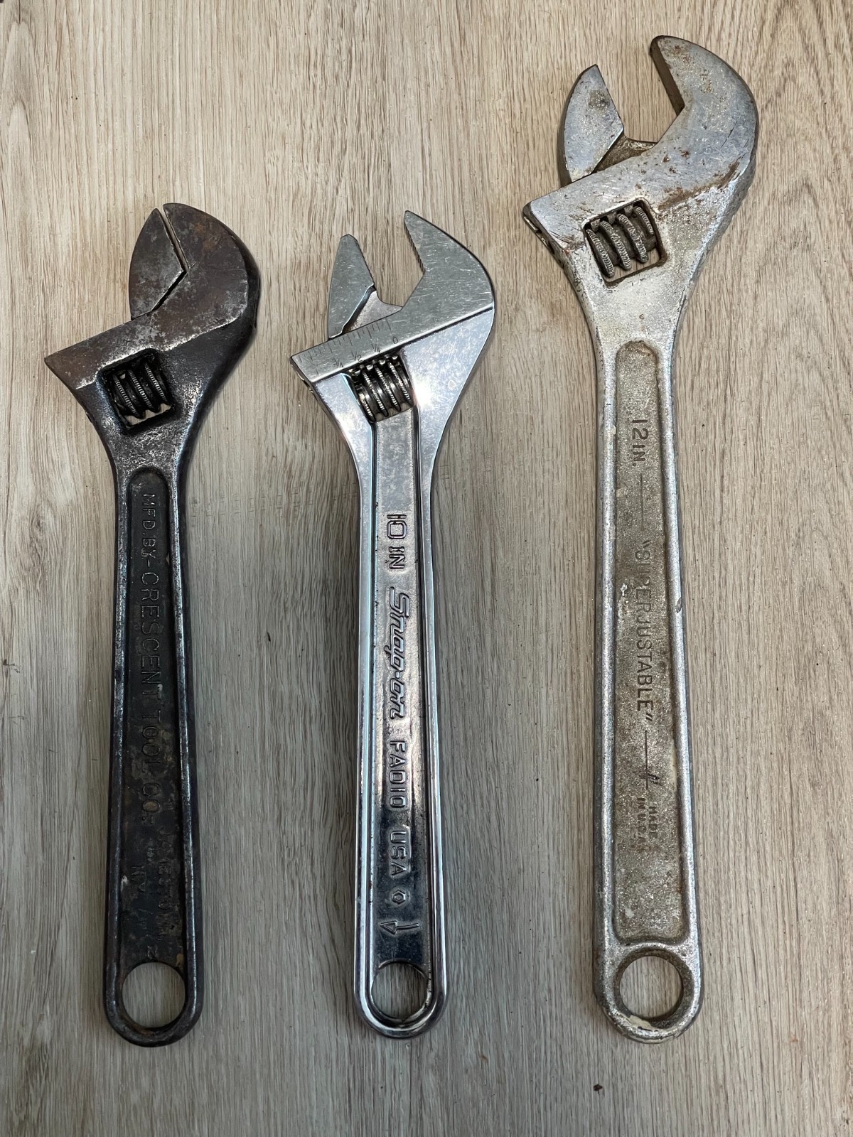 Vintage Adjustable Wrench 3 Piece Lot 10\