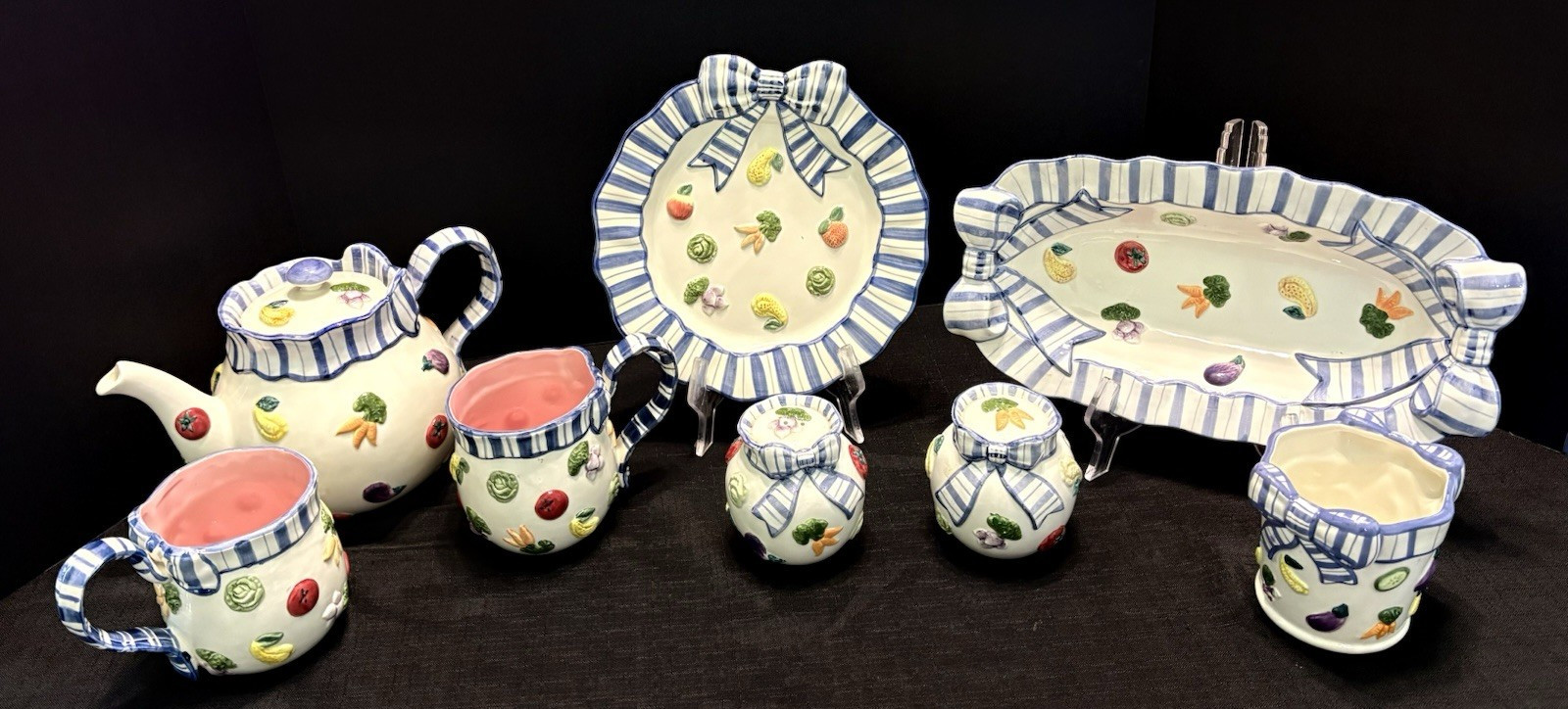 Vtg 1993 & 94 Fitz & Floyd Petits Vegs 9-Pc Set-Pristine Display-Kept Collection