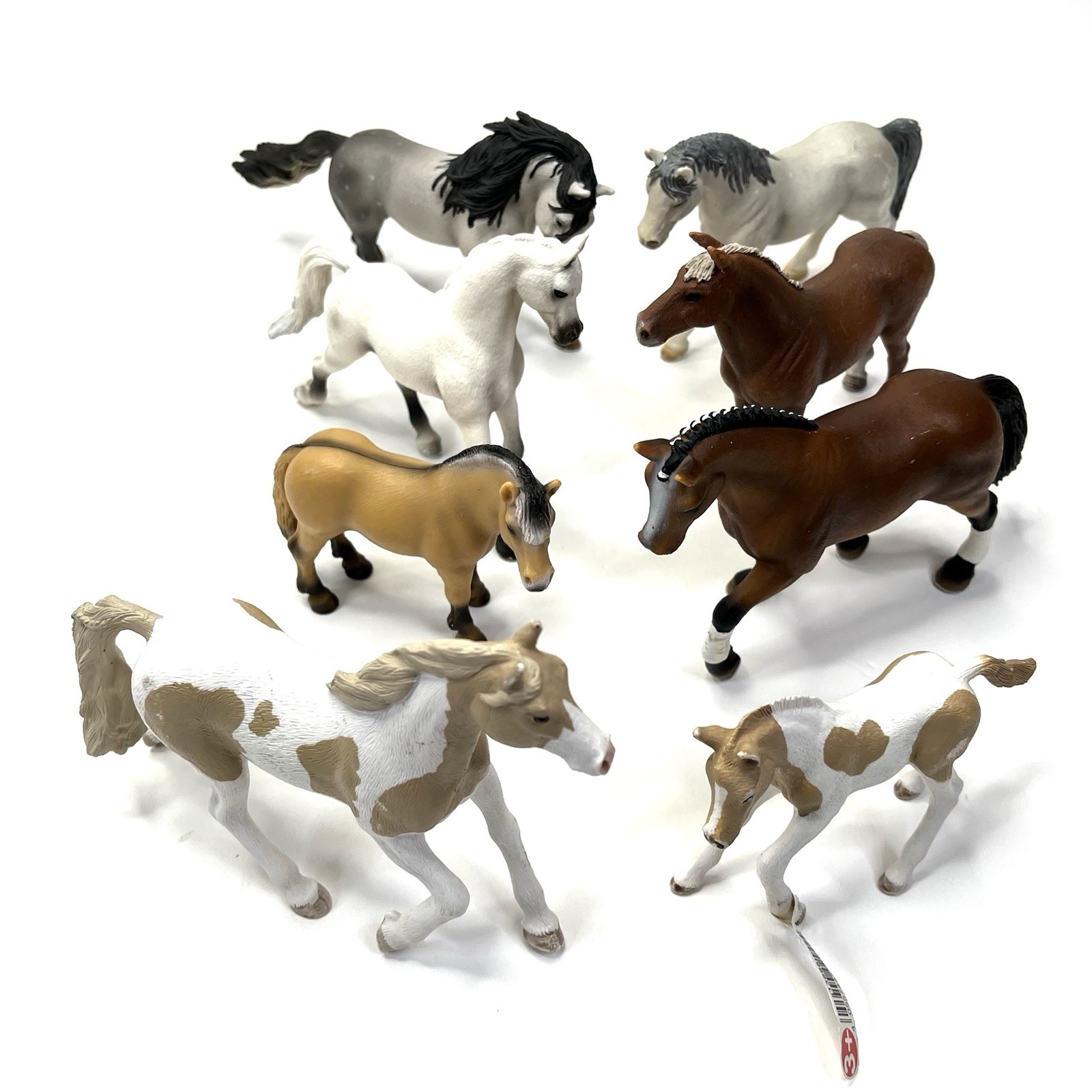 Schleich Horse Lot 8 Horses Stallion Fjord Pony Paint Mom & Baby Arabian Mare