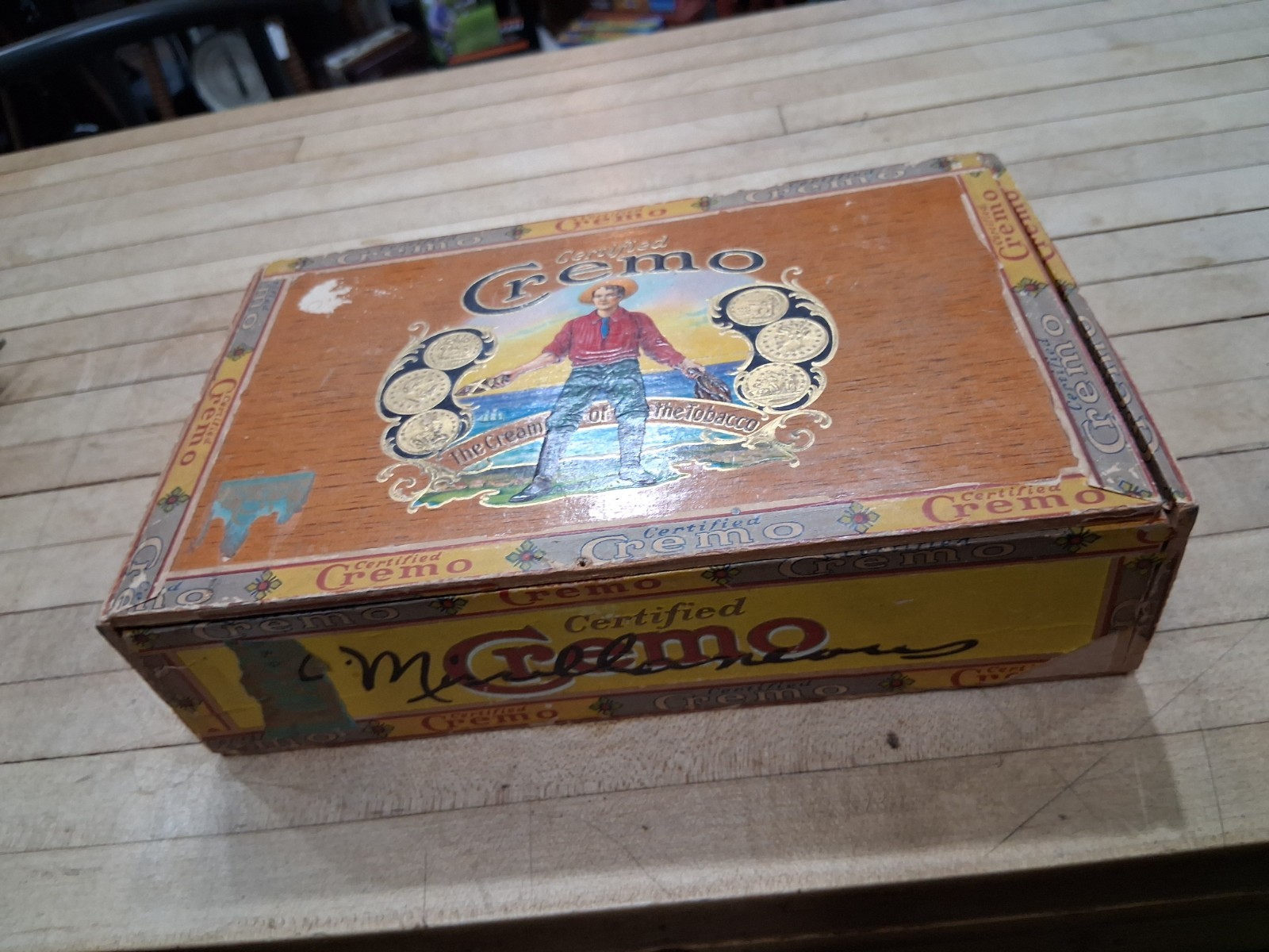 Vintage Certified Cremo Cigar Box Factory No 117 Dist S.C. 50 Count Tobacco Adve