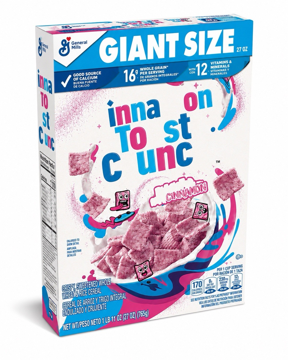 Misprint Error Cinnamon Toast Crunch Giant Size 27oz RARE Pink Box General Mills