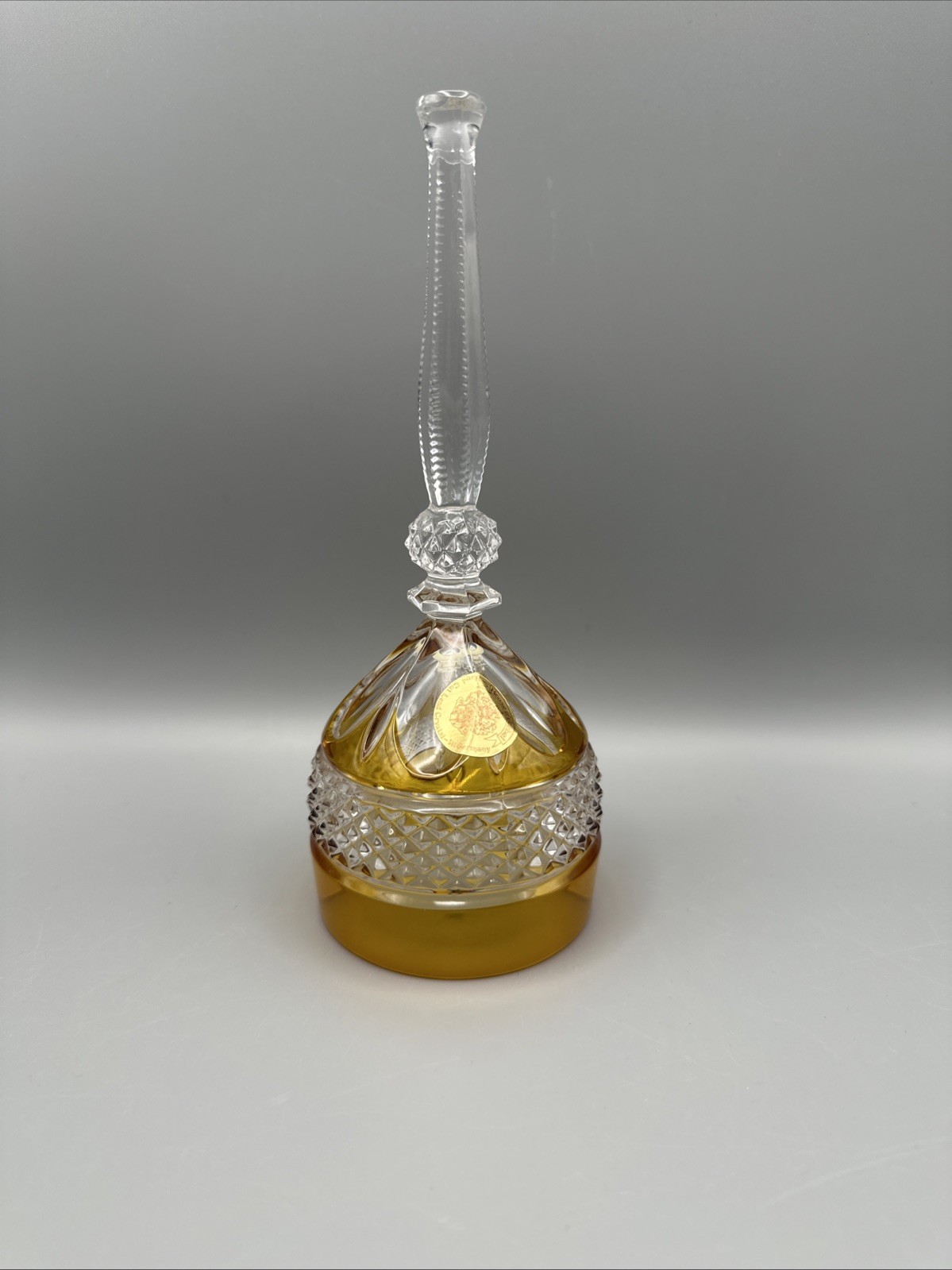 Vintage Goebel Crystal Bell Yellow Clear Germany 7 5/8 Inches Tall Vintage Goebel Crystal Bell Yellow Clear Germany 7 5/8 Inches Tall