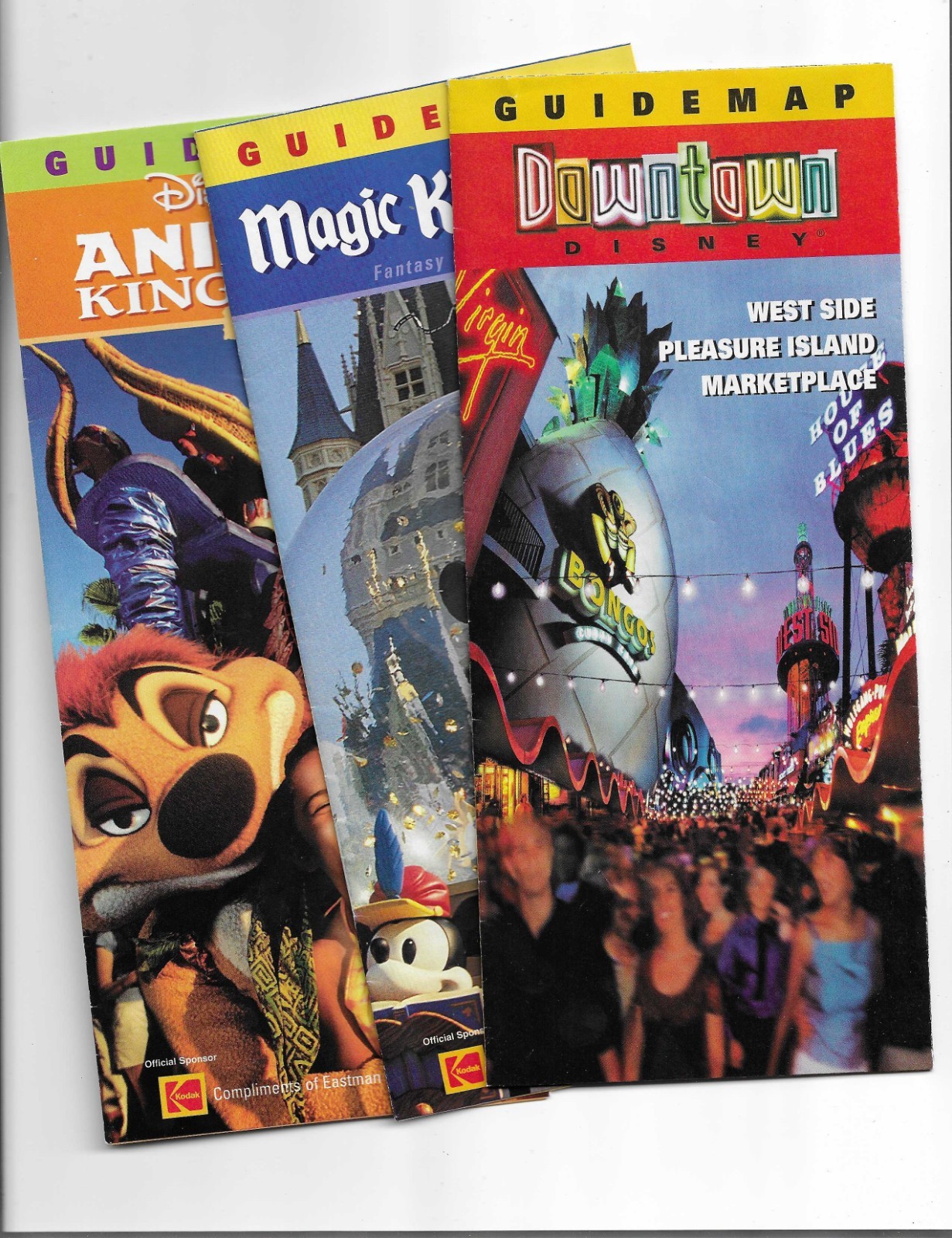 Disney World Vintage circa 2002 Parks Guide Maps lot of 3