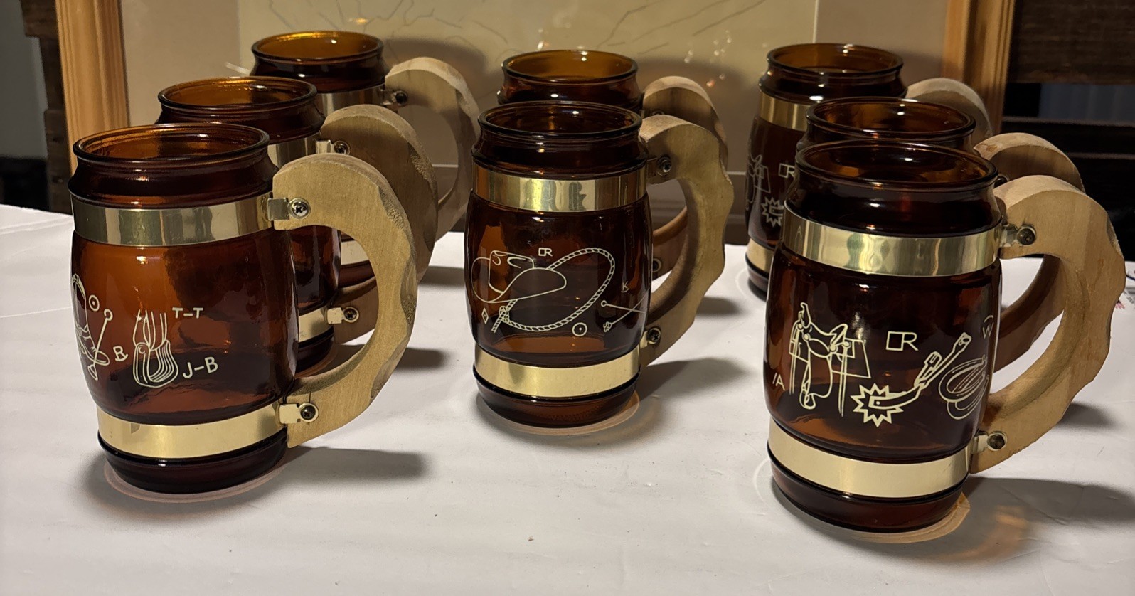 1950’s Siesta Ware Western Mugs, Set Of 8 1950’s Siesta Ware Western Mugs, Set Of 8