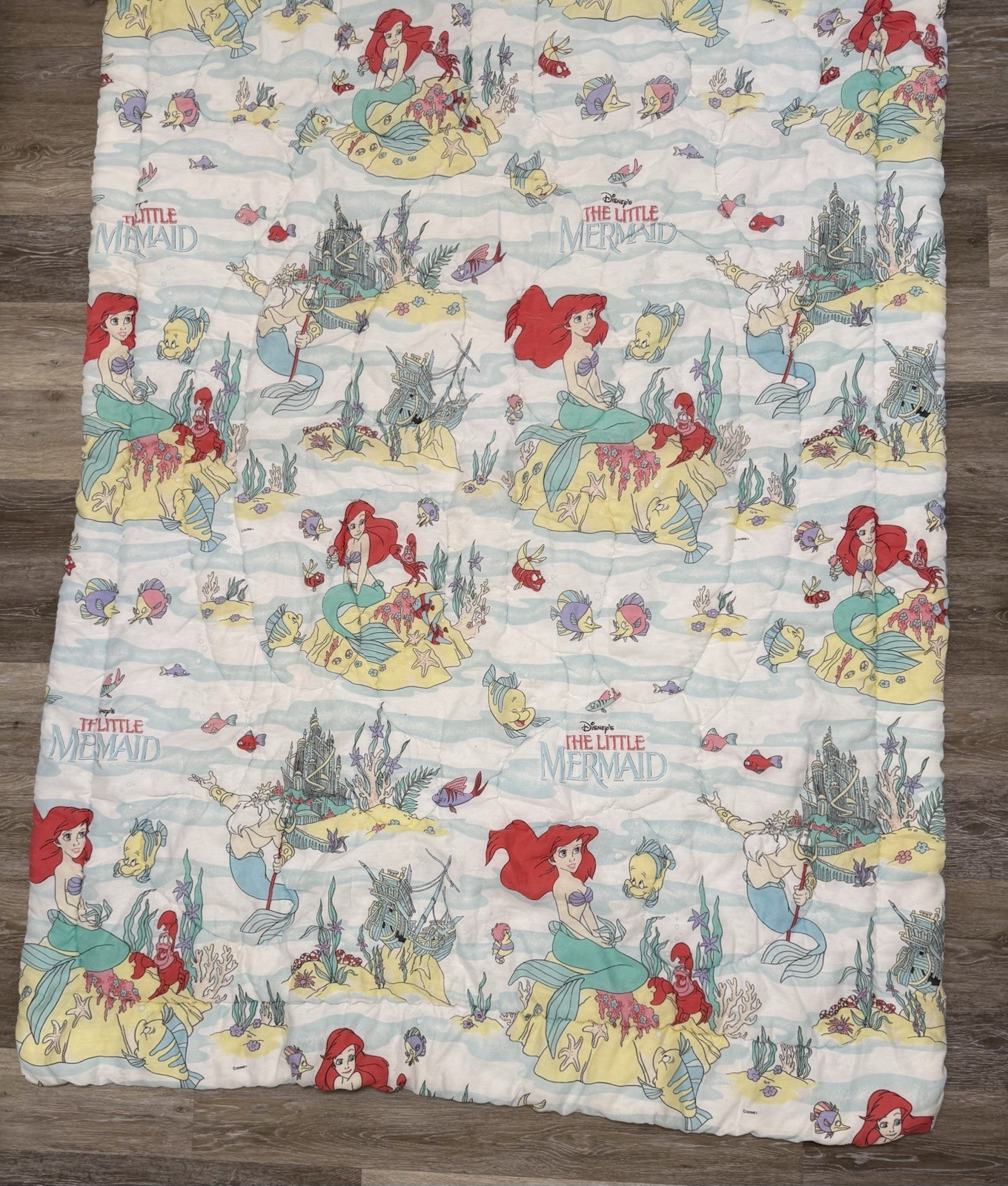 Vintage 90s Disney The Little Mermaid Ariel Comforter Quilt Twin Bedding EUC
