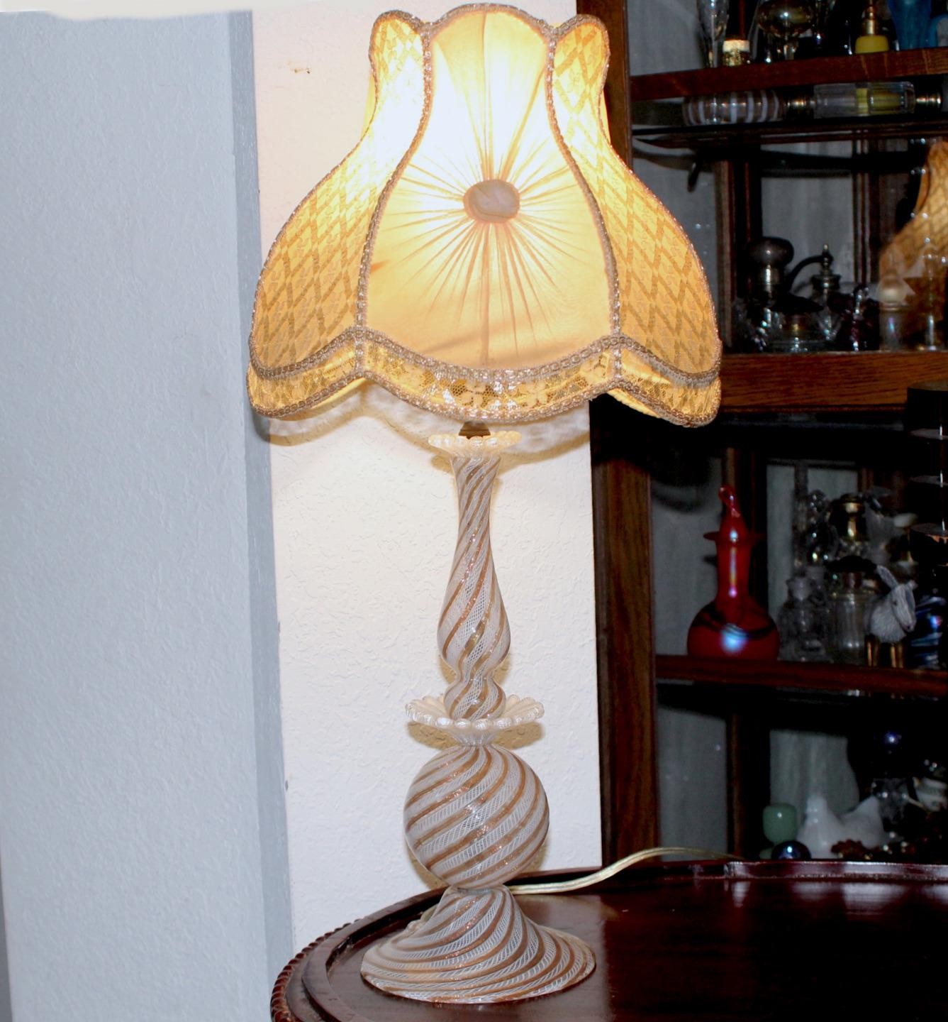 RARE Vtg MURANO 🇮🇹 ITALY Lamp G.Giacobbe ZANFIRICO Italian ArT GLaSs Latticino