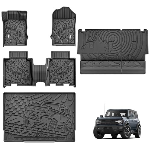 3W Floor Mats & Cargo Liner & Back Seat Cover for 2021-2026 Bronco 4 Door