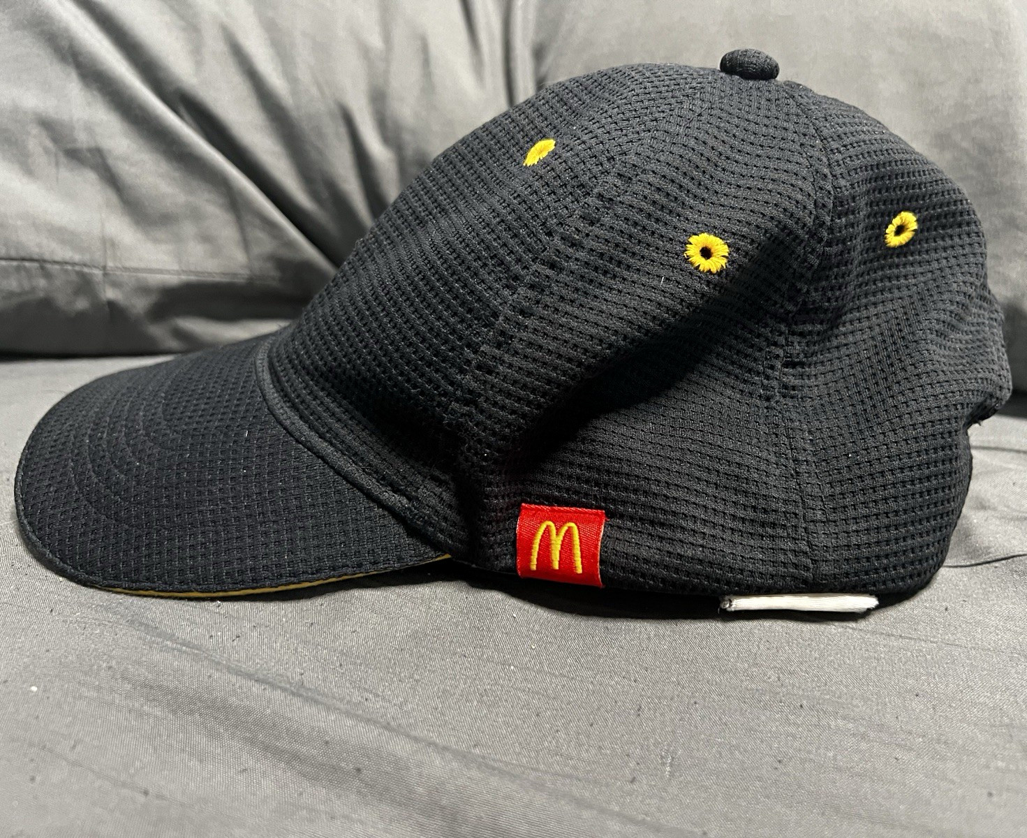 McDonald\'s Black Mesh Snapback Baseball Cap Hat w/ Golden Arches Logo Tag