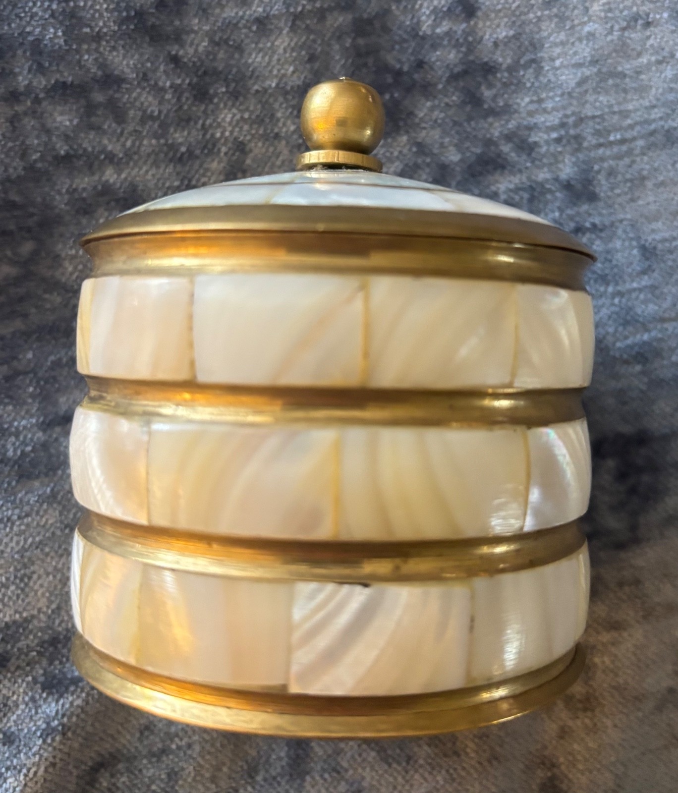 Vintage Brass Trinket Box with Mother Of Pearl Inlay Vintage Brass Trinket Box with Mother Of Pearl Inlay